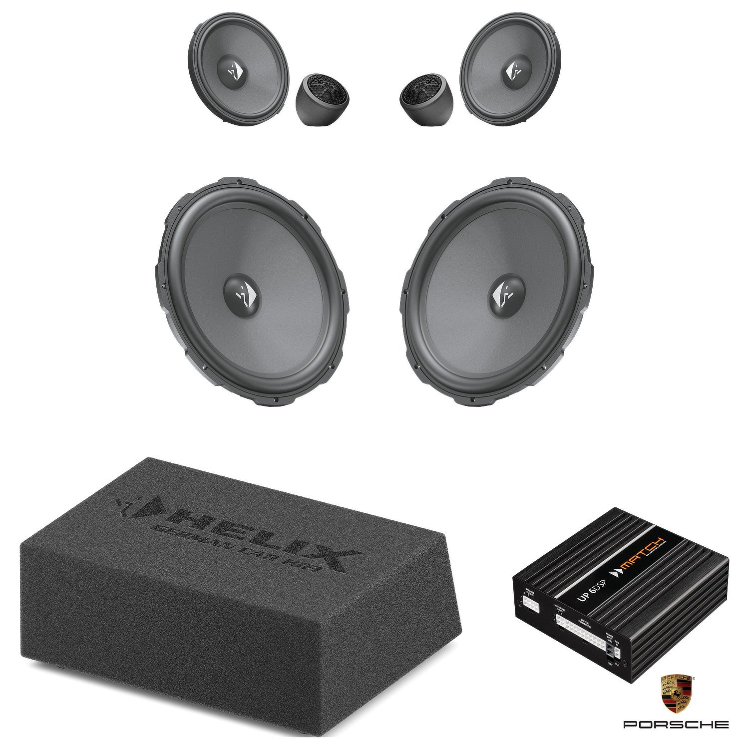 Porsche Cayenne 9YA (536) - Front Speaker & Subwoofer DSP Amplified Package | HELIX Ci3