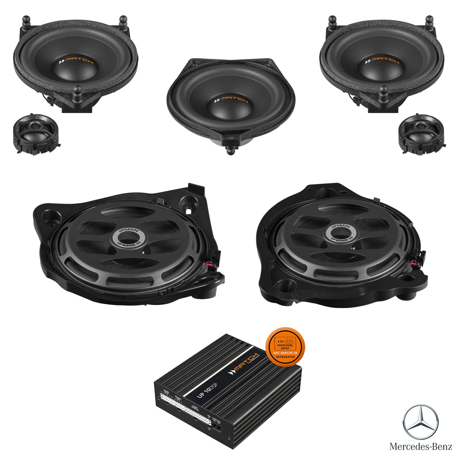 Mercedes C-Class W205 Burmester - Front Speaker & Subwoofer DSP Amplified Package | MATCH UP PnP