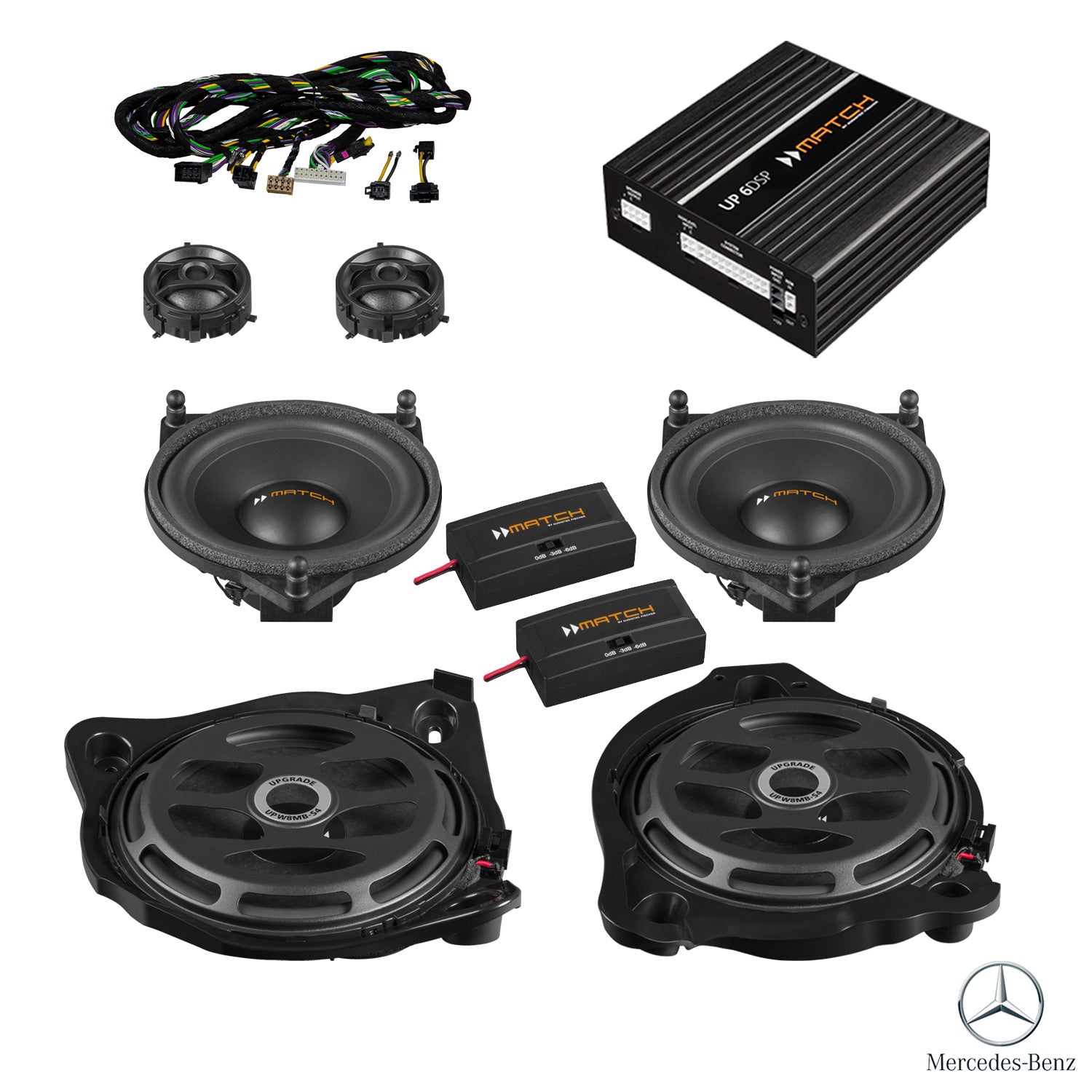Mercedes E-Class W213 - Front Speaker & Subwoofer DSP Amplified Package | MATCH UP PnP