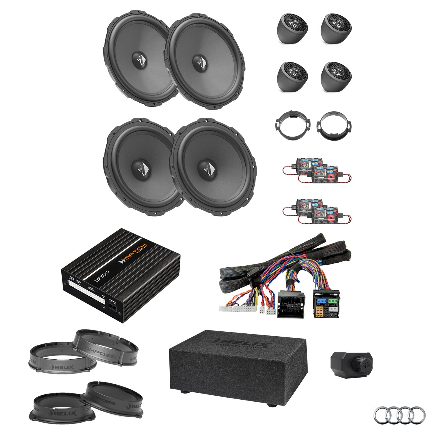 Audi A4 B9 8W - Speaker & Subwoofer DSP Amplified Package | HELIX Ci3