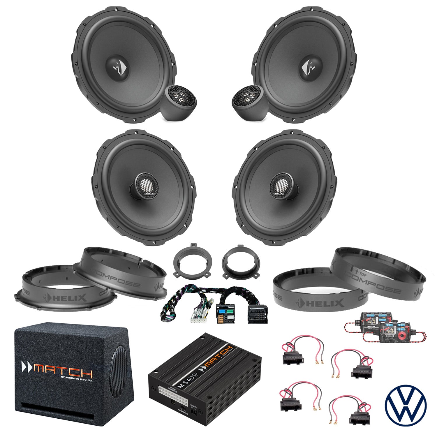 VW Tiguan - Speaker & Subwoofer DSP Amplified Package | HELIX Ci3