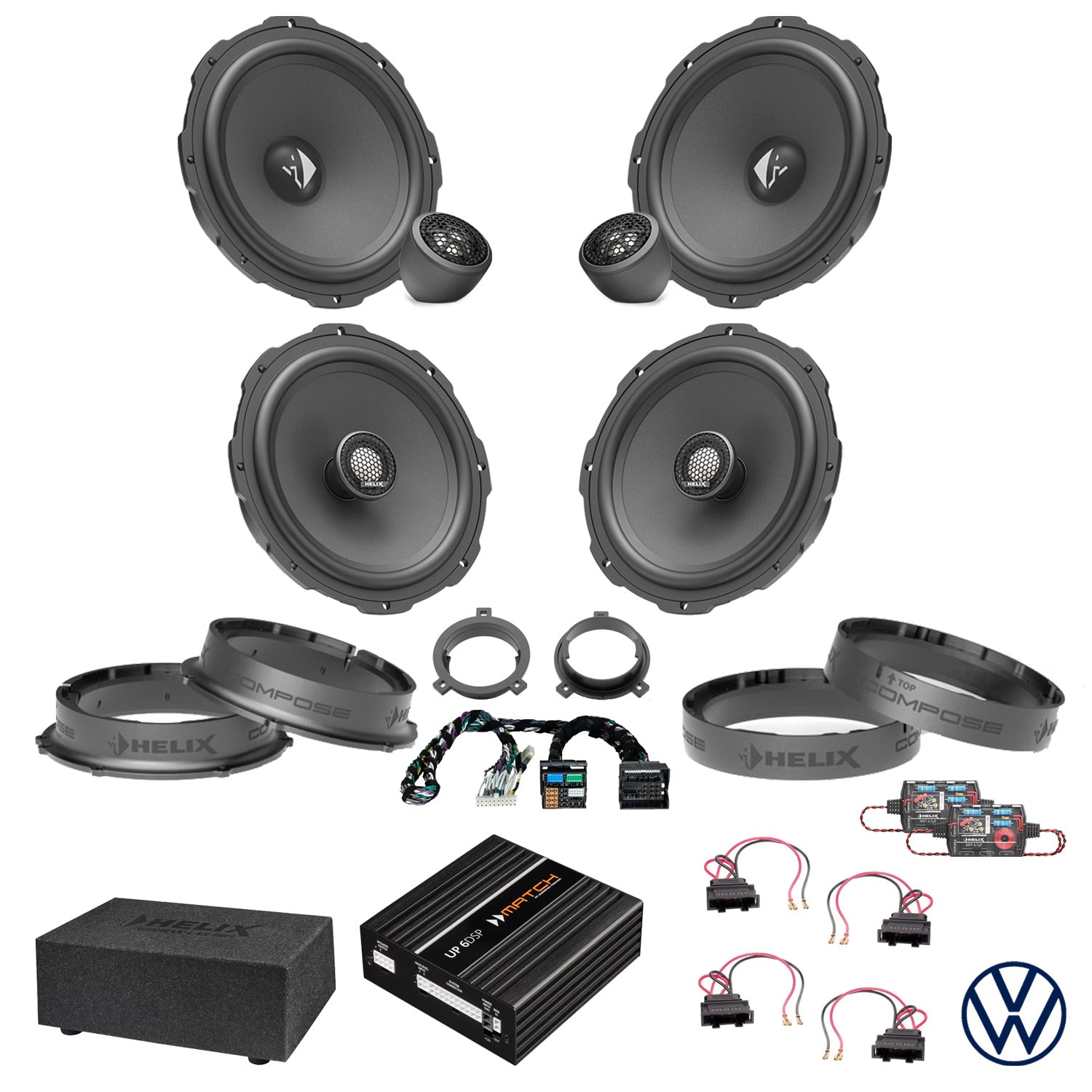 VW Tiguan - Speaker & Subwoofer DSP Amplified Package 2 | HELIX Ci3