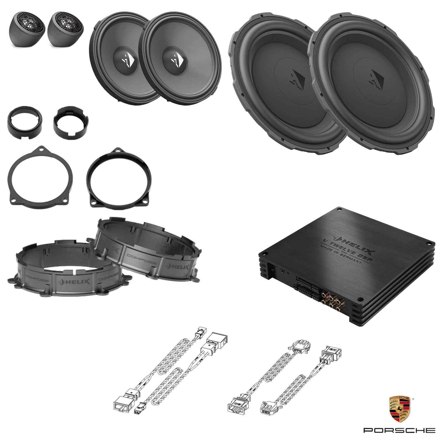 Porsche Taycan BOSE - Front Speaker DSP Amplified Package (Extra Bass) | HELIX Ci3/Ci5