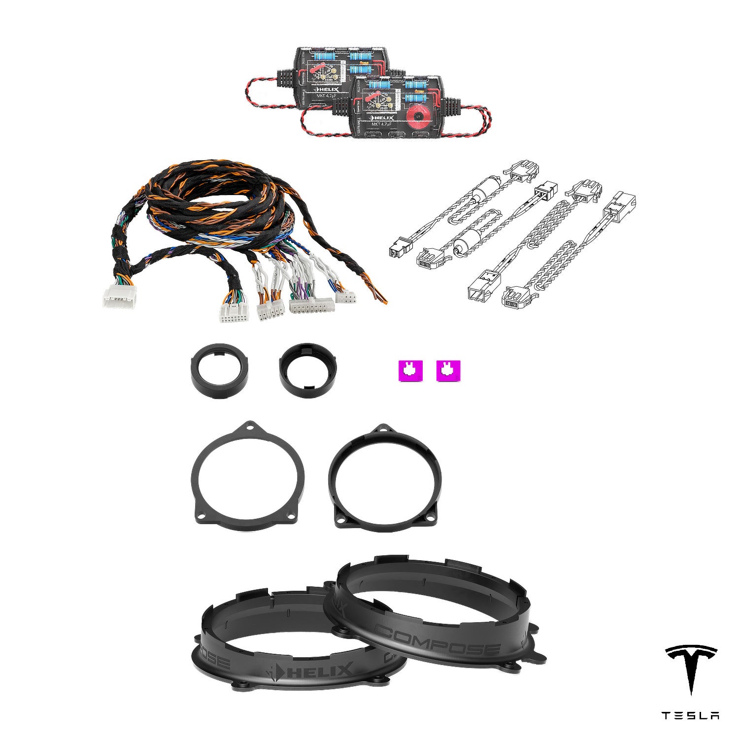 Tesla Model 3 SR/SR+ (Intel Chipsatz) - Front Speaker & Subwoofer DSP Amplified Upgrade Package | HELIX Ci3