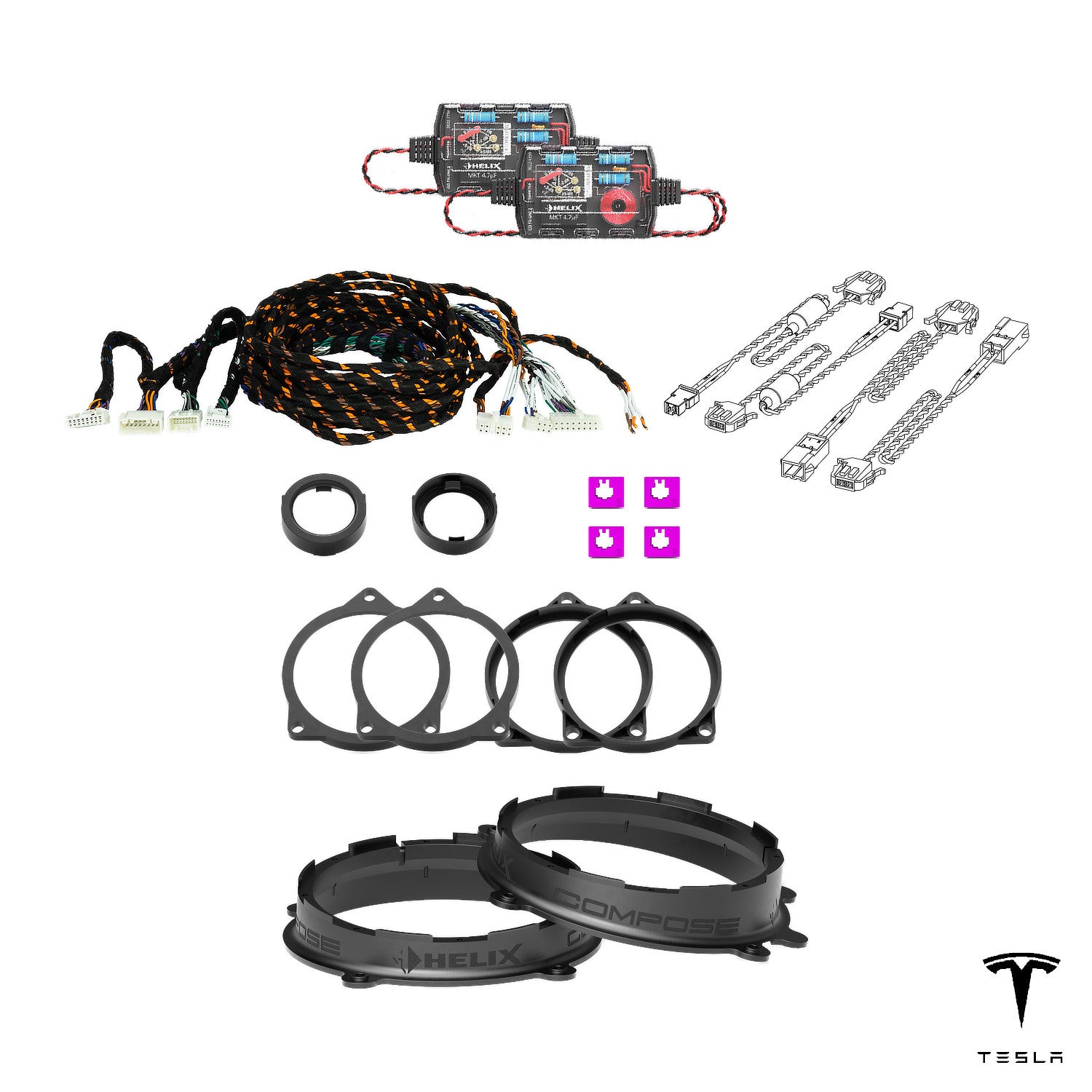 Tesla Model 3 SR/SR+ (AMD Ryzen) - Speaker & Subwoofer DSP Amplified Upgrade Package | HELIX Ci3