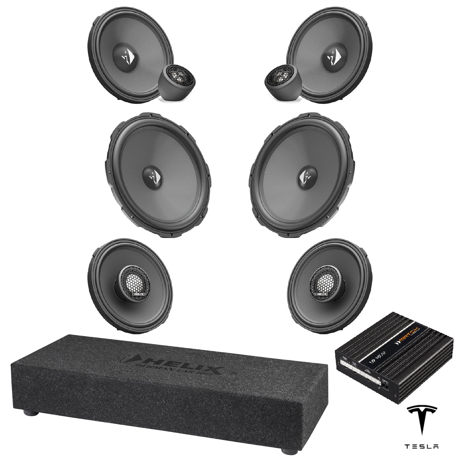 Tesla Model 3 SR/SR+ (AMD Ryzen) - Speaker & Subwoofer DSP Amplified Upgrade Package | HELIX Ci3