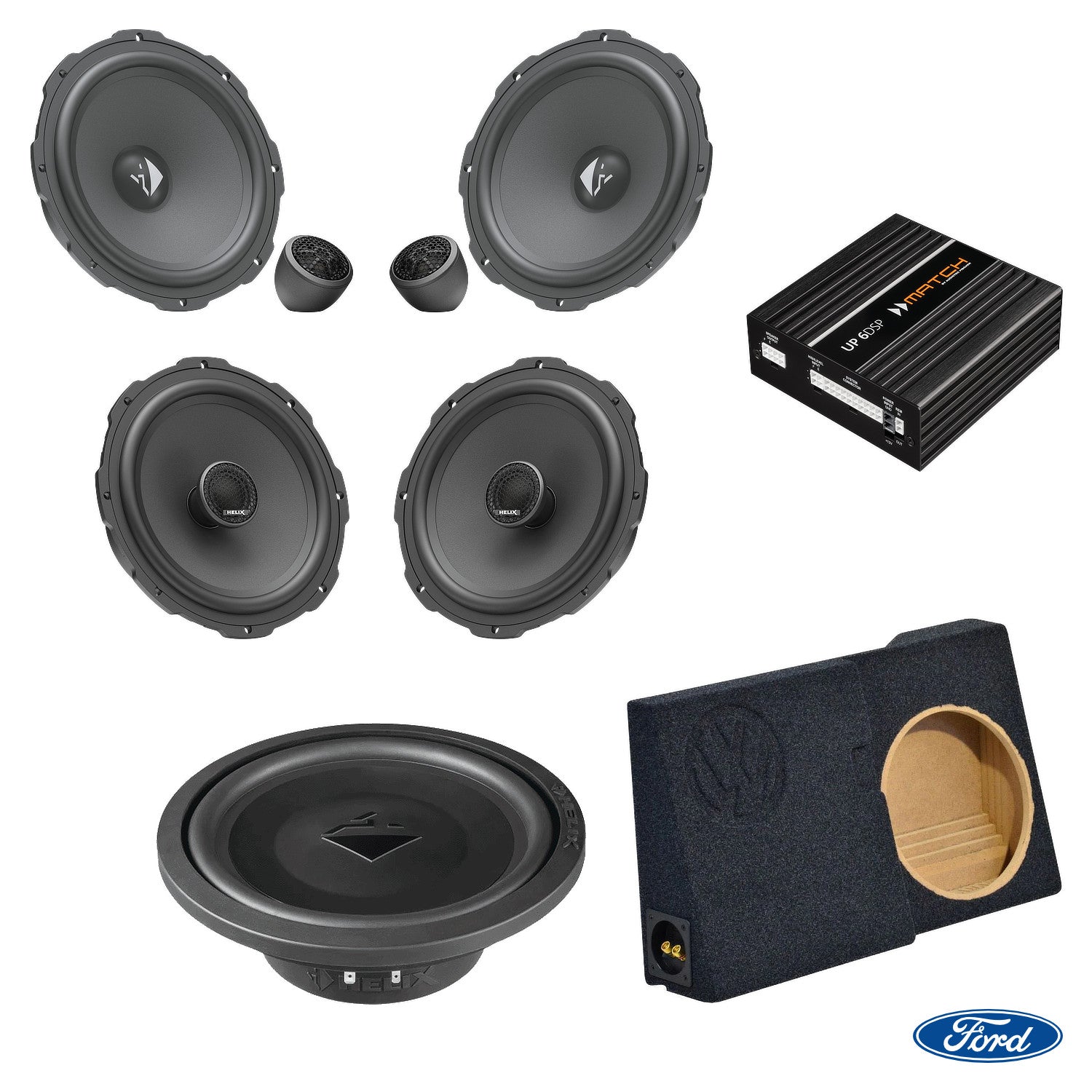 Ford Ranger Next-Gen - Speaker & Left-Side Subwoofer DSP Amplified Package | HELIX Ci3