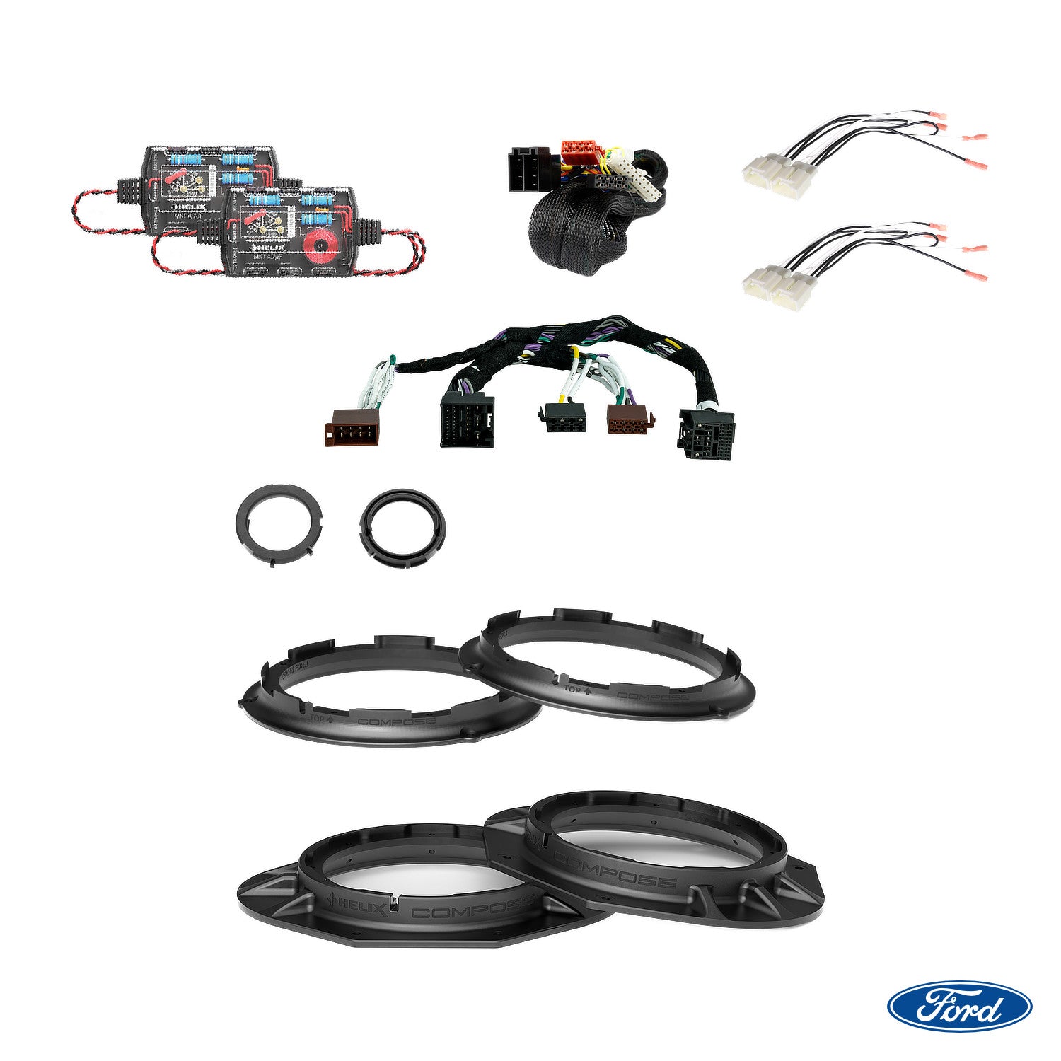 Ford Ranger Next-Gen - Speaker & Left-Side Subwoofer DSP Amplified Package (Extra Bass) | HELIX Ci3