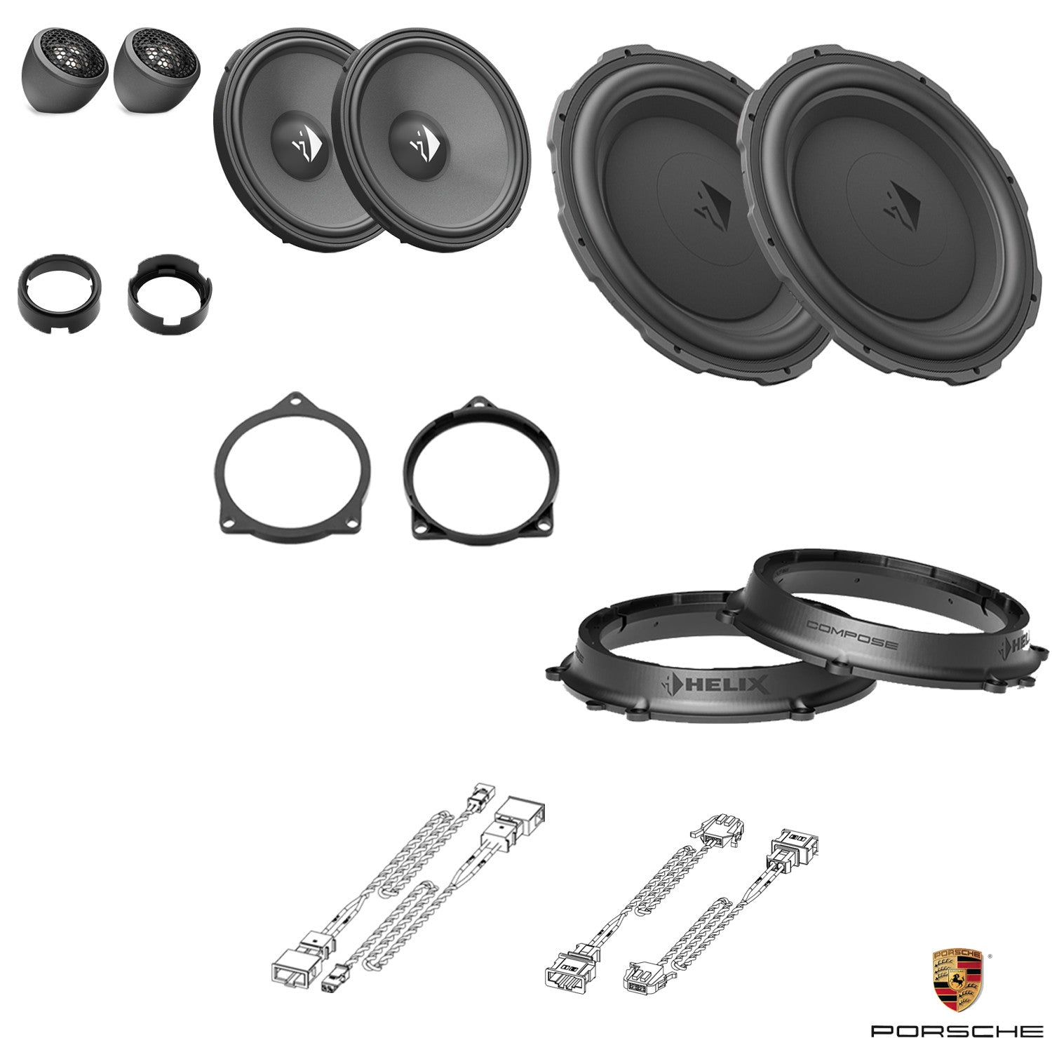Porsche 911 (991/992) BOSE - Front Speaker Upgrade Package (Extra Bass) | HELIX Ci3/Ci5