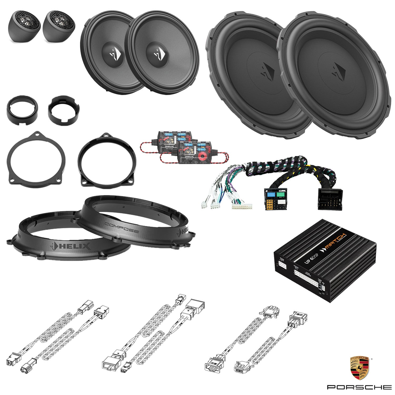 Porsche Boxster (982/718) - Front Speaker DSP Amplified Package (Extra Bass) | HELIX Ci3/Ci5