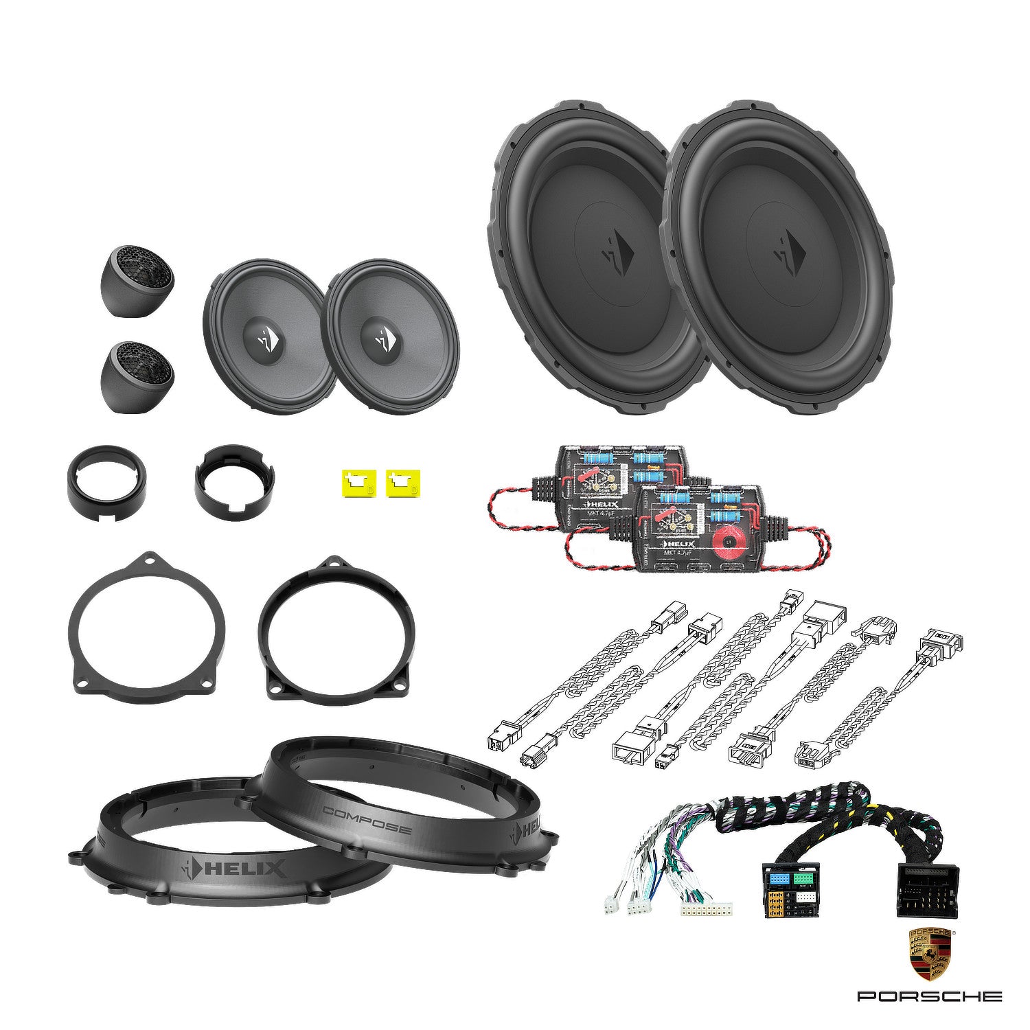 Porsche Boxster (982/718) - Front Speaker DSP Amplified Package (Extra Bass) | HELIX Ci3/Ci5