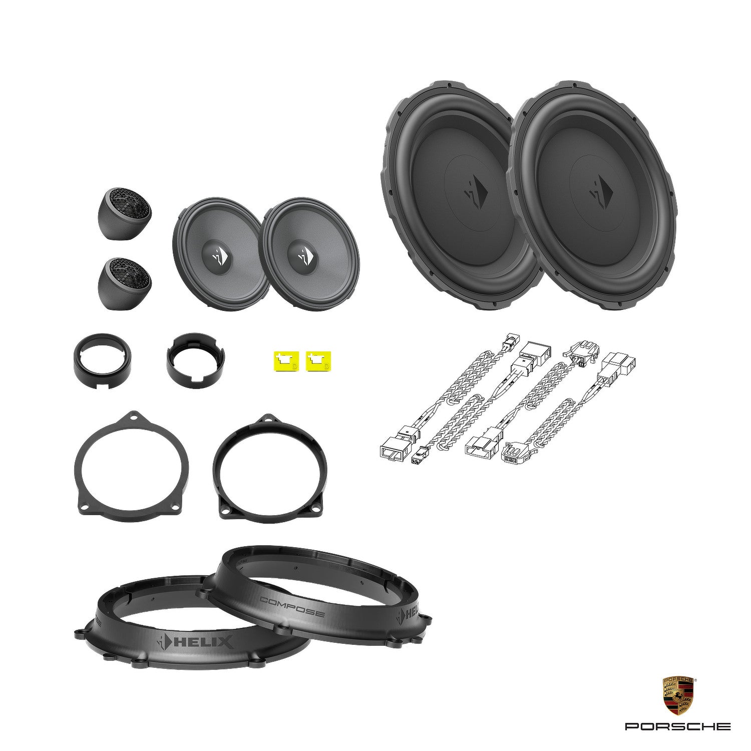 Porsche Boxster (982/718) BOSE - Front Speaker Upgrade Package (Extra Bass) | HELIX Ci3/Ci5
