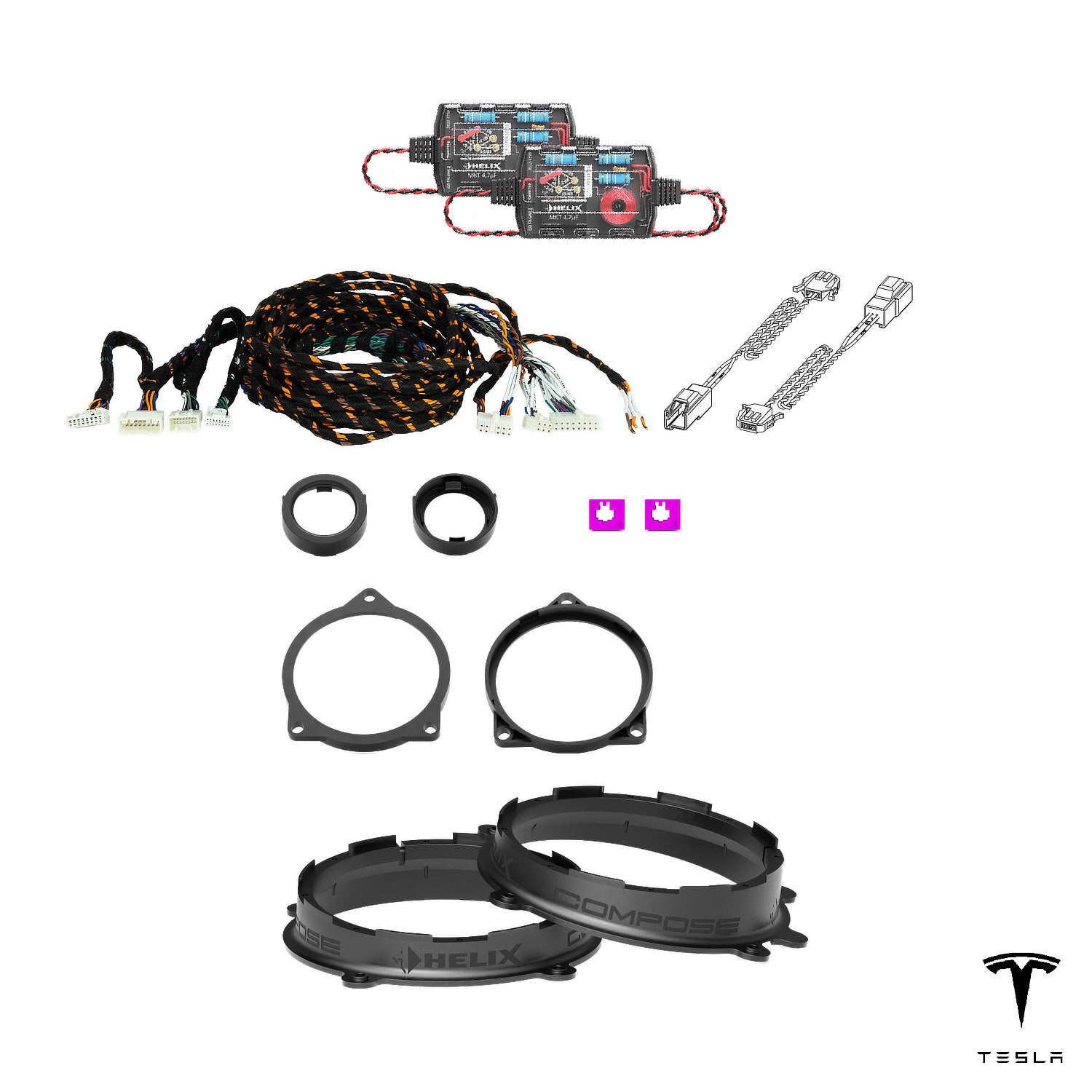 Tesla Model Y Juniper (AMD Ryzen) - Front Speaker & Subwoofer DSP Amplified Upgrade Package | HELIX Ci3
