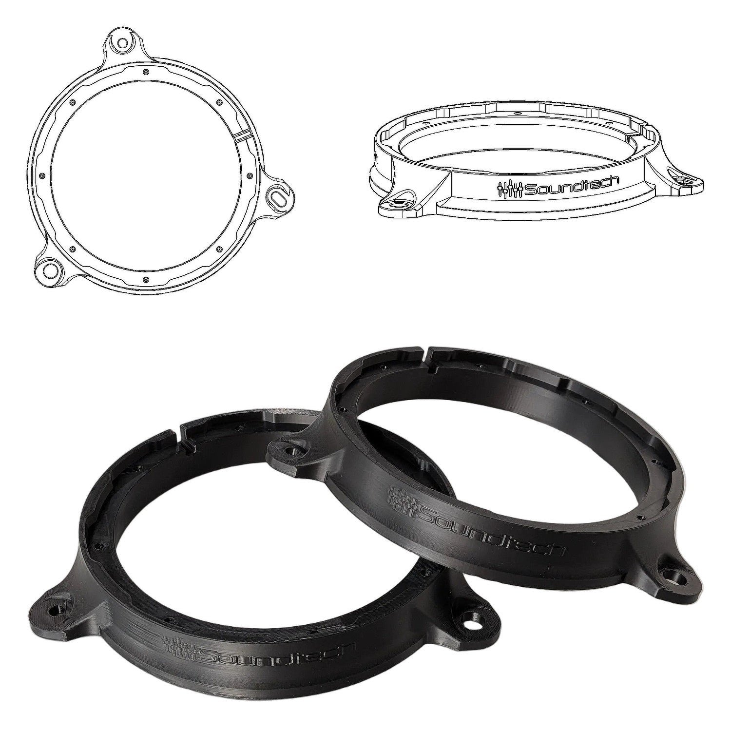 ST-3D SOUNDTECH FlexMount 165 - 6.5" 3D Printed Speaker Adapter | Pair