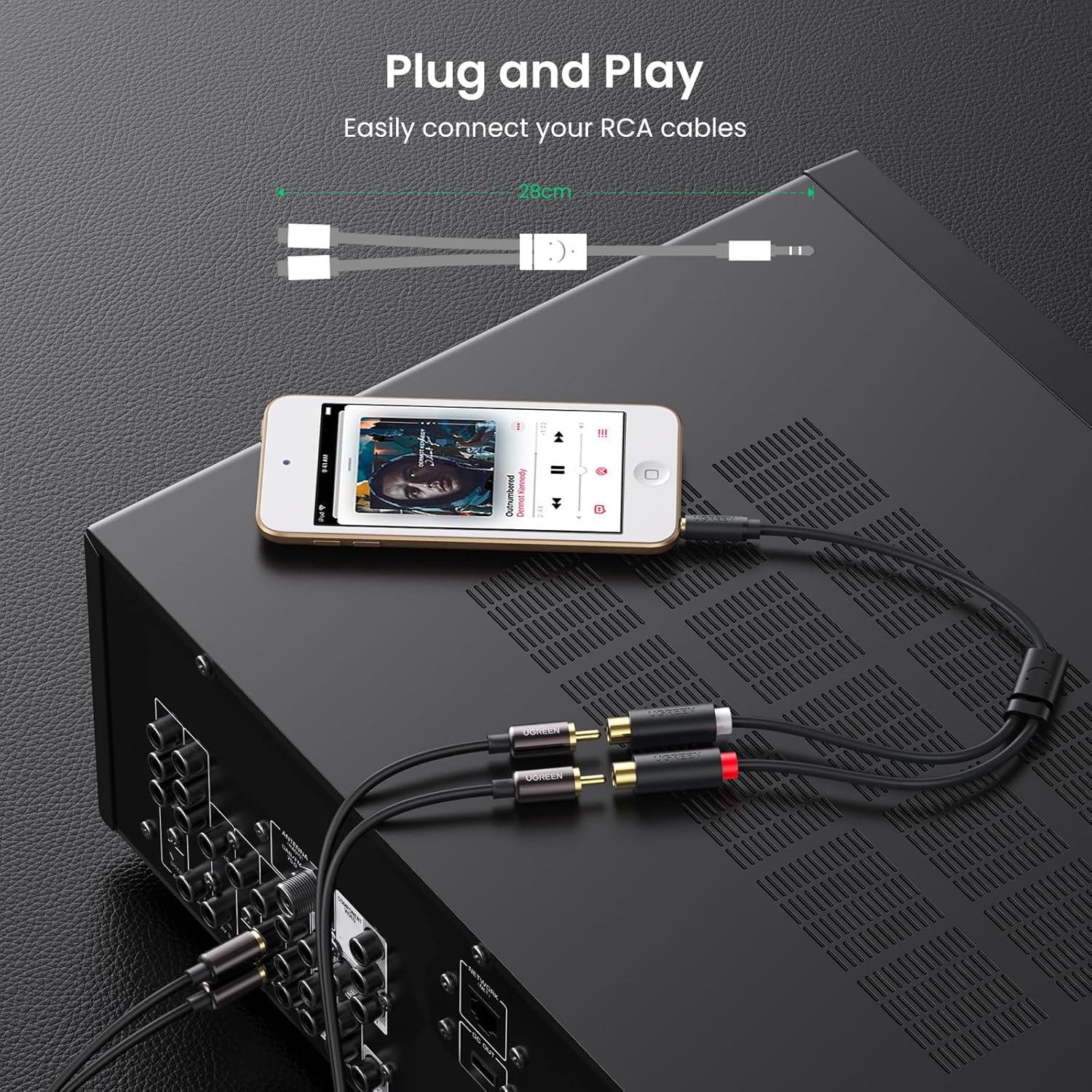 UGREEN 10547 - UGREEN 3.5mm Male to 2 RCA Female Jack Stereo Audio Cable Y Adapter