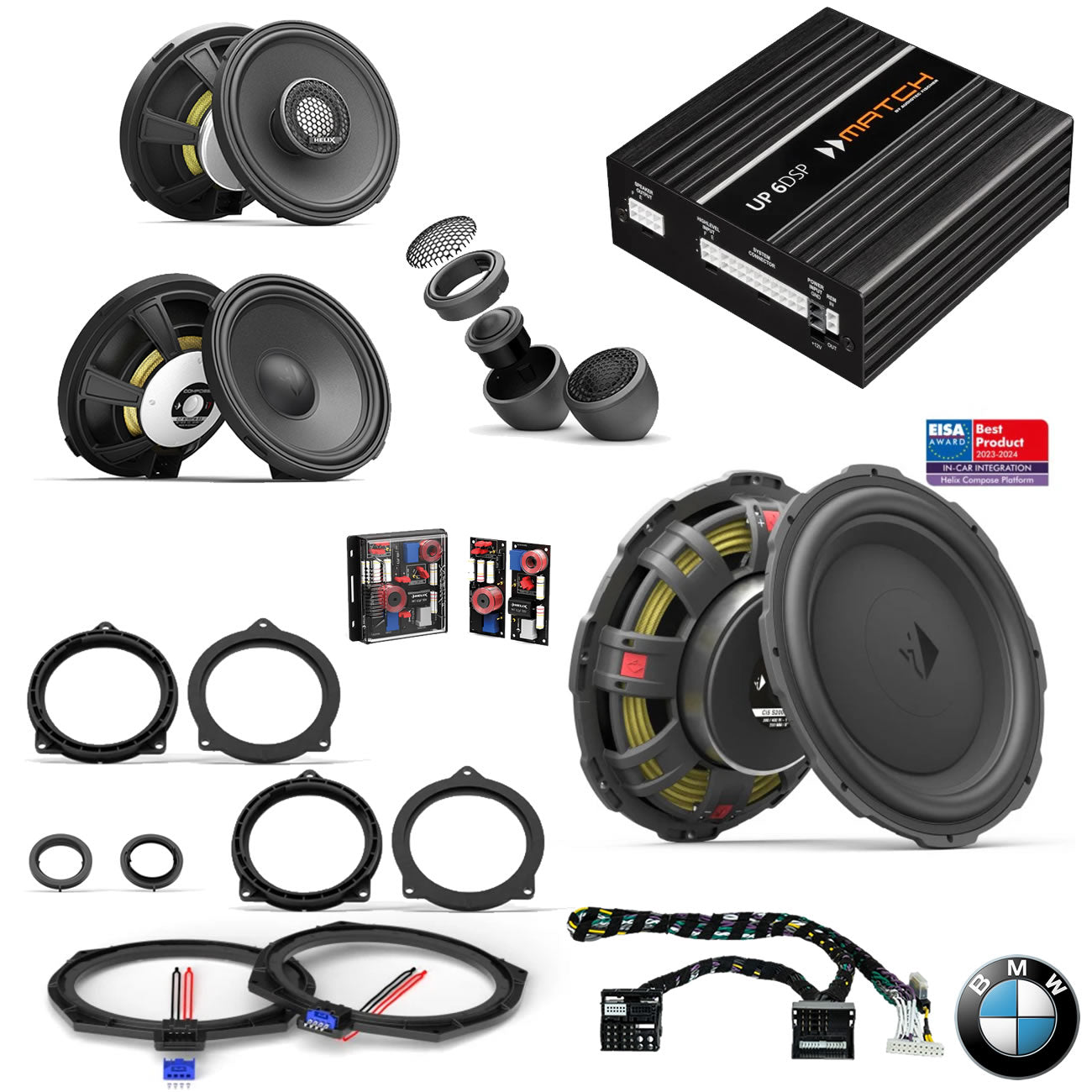 BMW Basic Sound F Gen - Speaker & Subwoofer DSP Amplified Package | HELIX Ci3 / Ci5 (tweeter pods required)