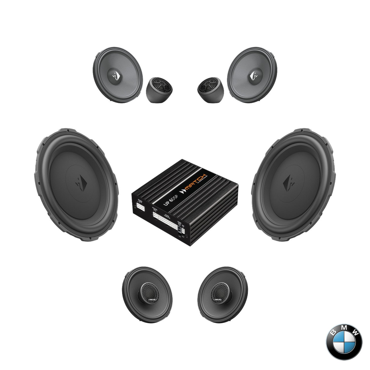 BMW Basic Sound F Gen - Speaker & Subwoofer DSP Amplified Package | HELIX Ci3 / Ci5 (tweeter pods required)