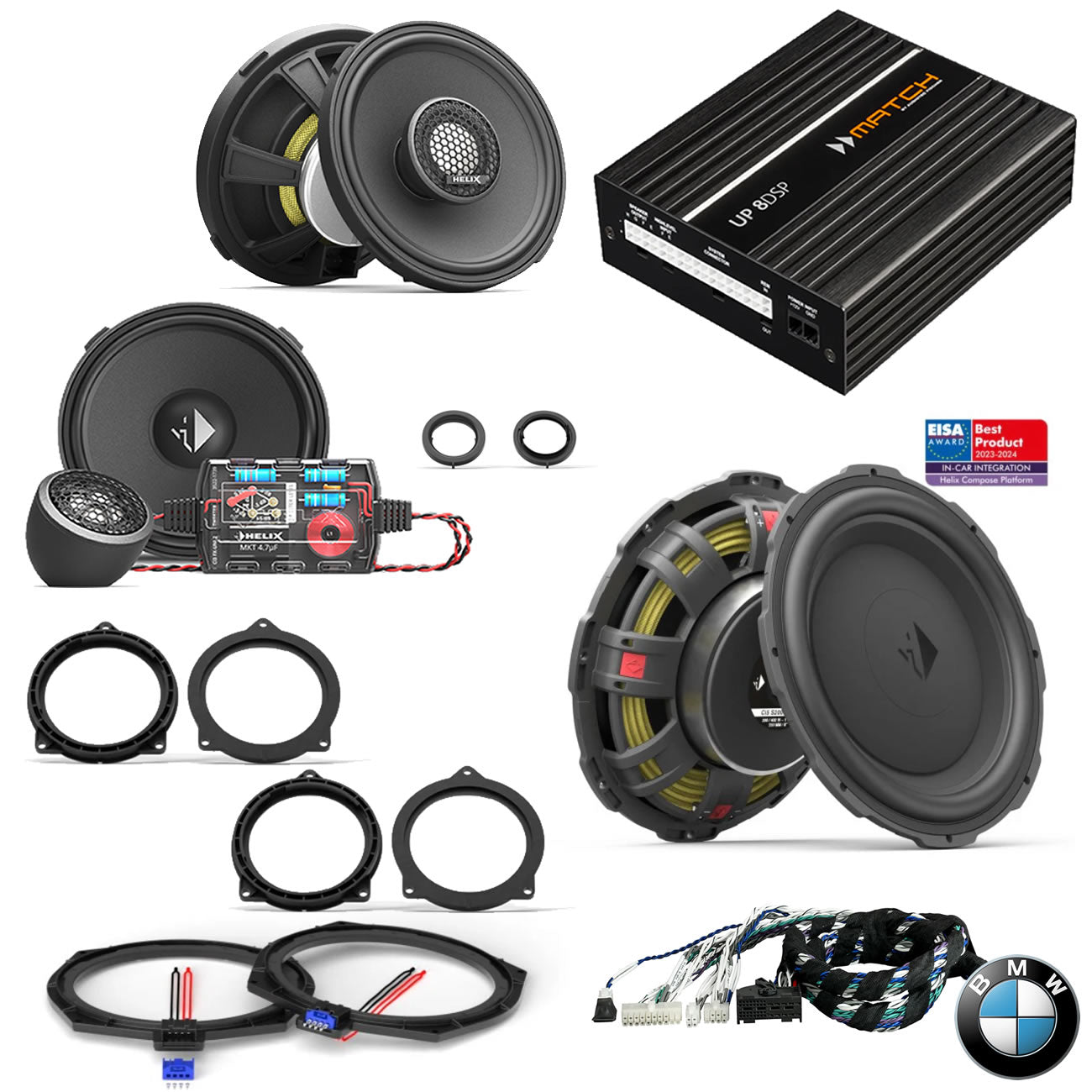 BMW Basic Sound RAM G Gen - Speaker & Subwoofer DSP Amplified Package | HELIX Ci3 / Ci5 (tweeter pods required)