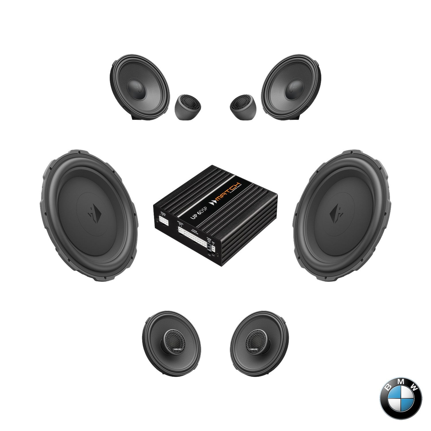 BMW Basic Sound F Gen - Speaker & Subwoofer DSP Amplified Package | HELIX Ci7 / Ci3 / Ci5 (tweeter pods required)