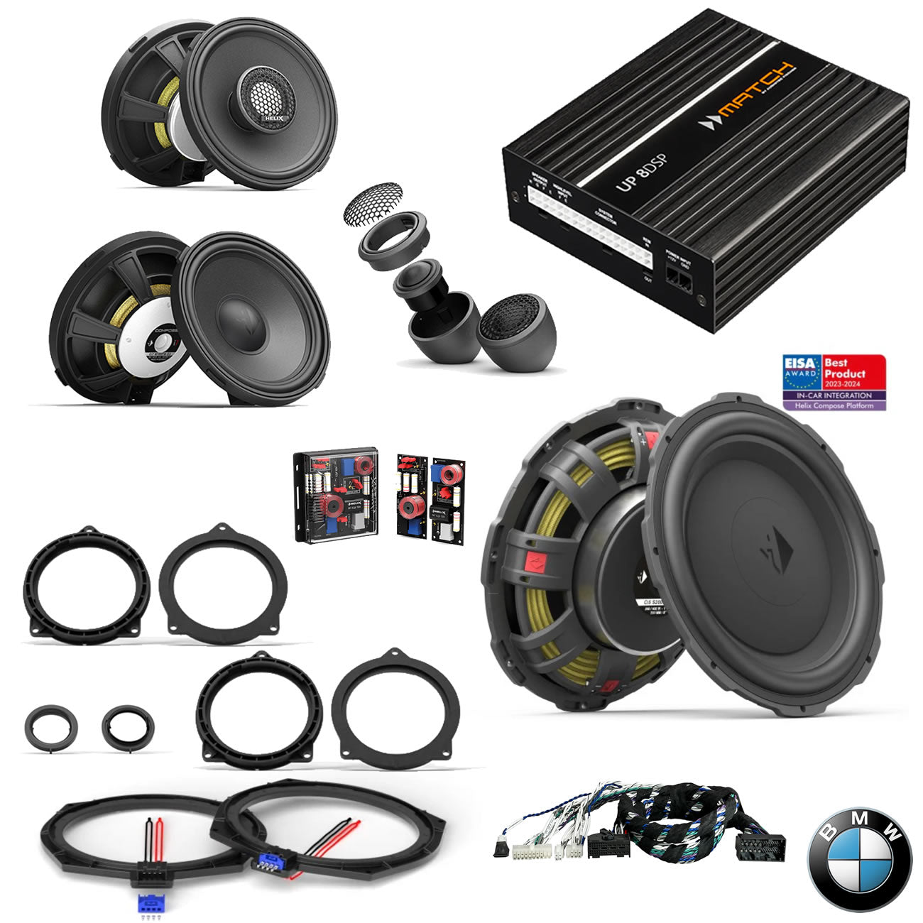 BMW Basic Sound RAM G Gen - Speaker & Subwoofer DSP Amplified Package | HELIX Ci7 / Ci3 / Ci5 (tweeter pods required)