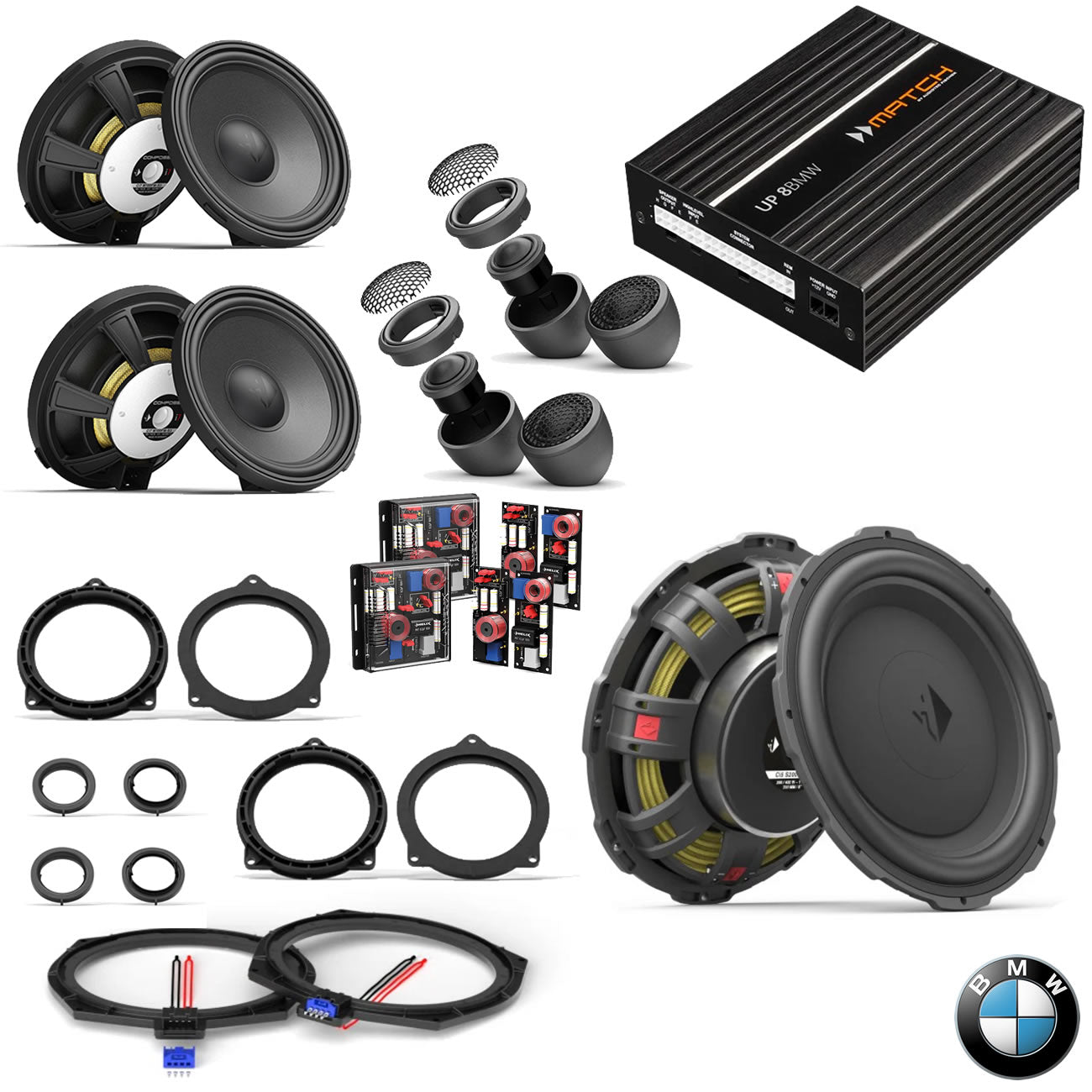 BMW HiFi S0676 F Gen - Speaker & Subwoofer DSP Amplified Package | HELIX Ci7 / Ci5 (rear tweeter grilles required)