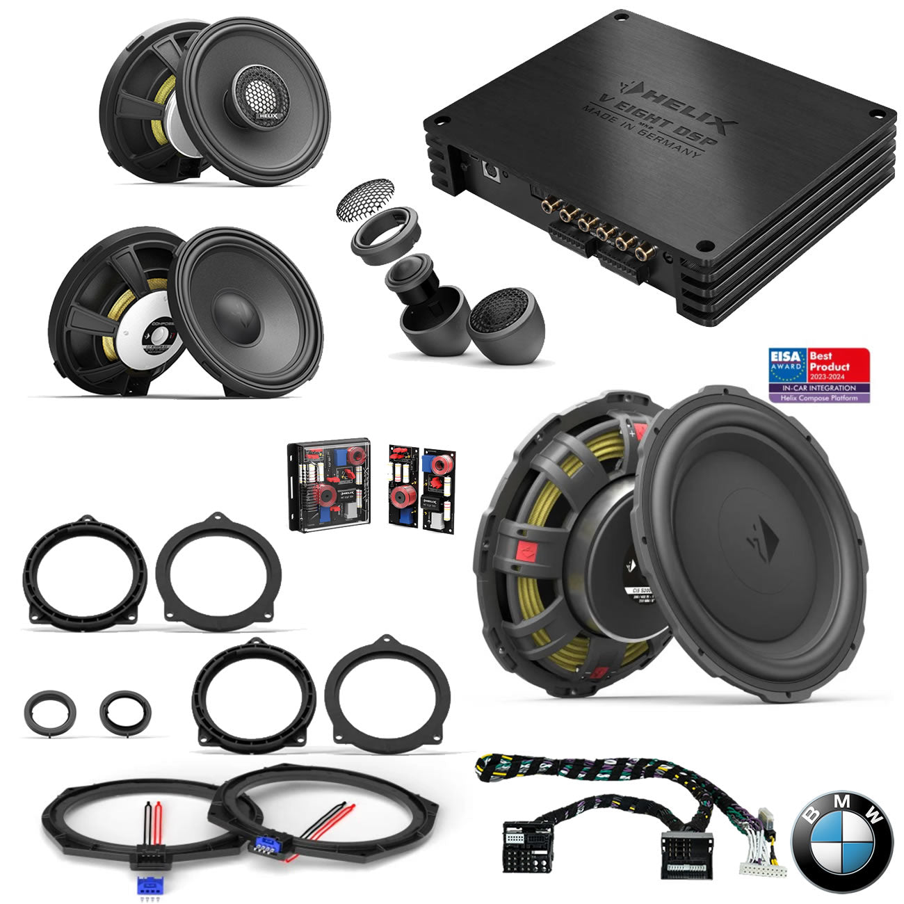 BMW Basic Sound F Gen - Speaker & Subwoofer DSP Amplified Package 2 | HELIX Ci7 / Ci3 / Ci5 (tweeter pods required)