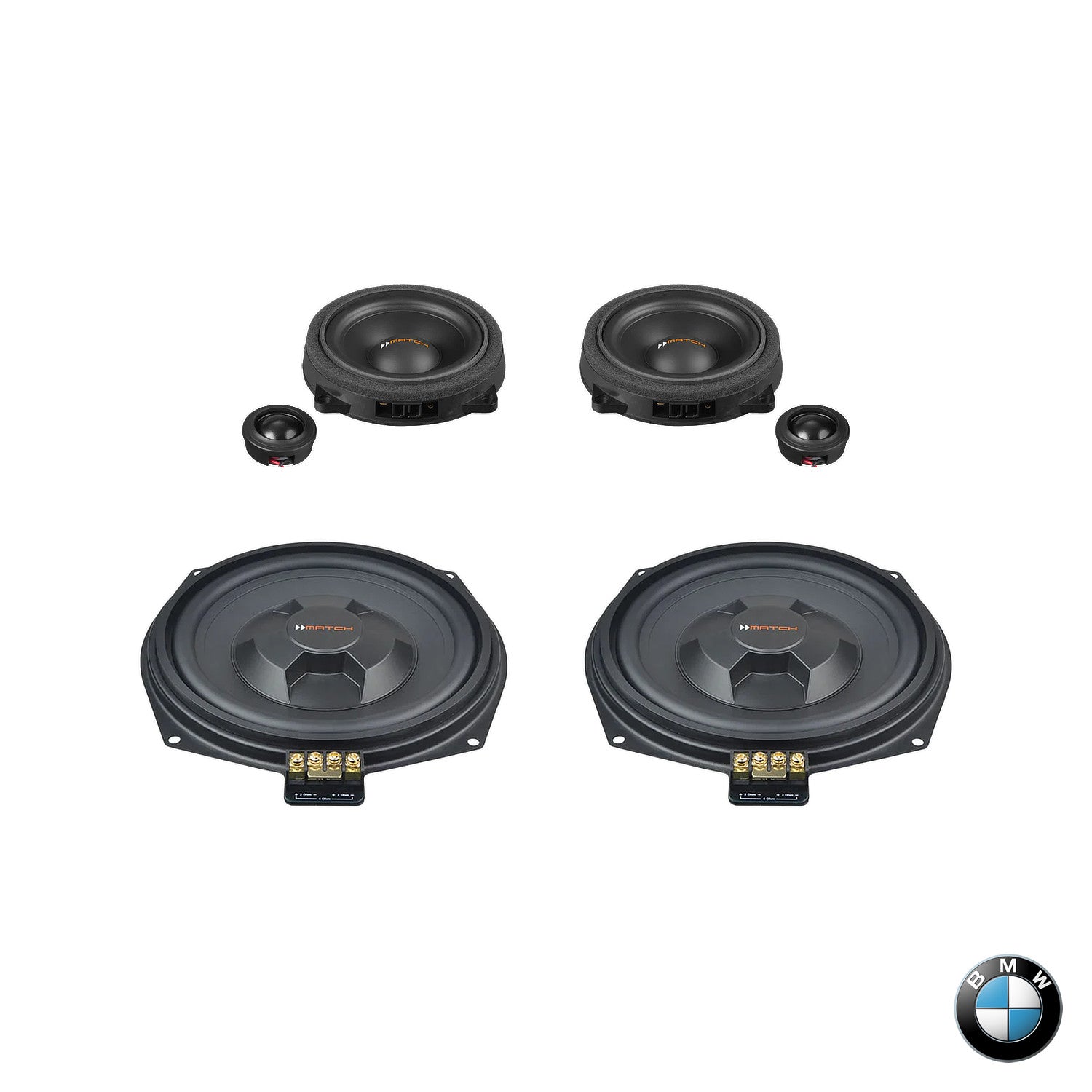 BMW Basic Sound F/G Gen - Front Speaker & Subwoofer Upgrade Package | MATCH UP PnP (tweeters pods required)