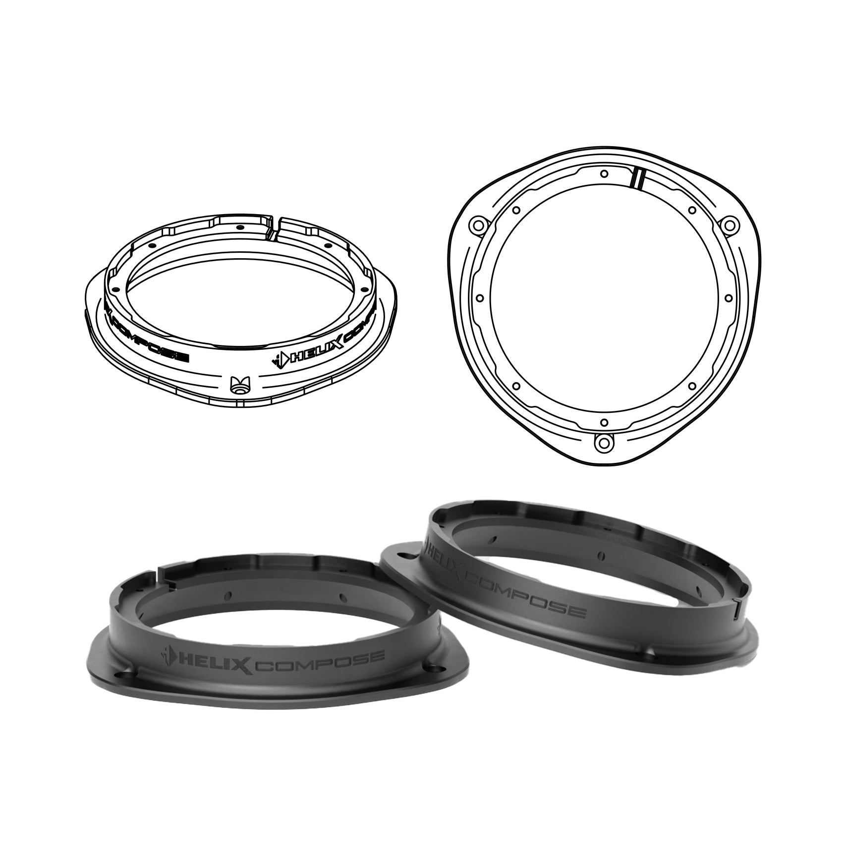 HELIX FlexMount CFMK165 - 6.5" 3D Printed Speaker Adapter | Pair