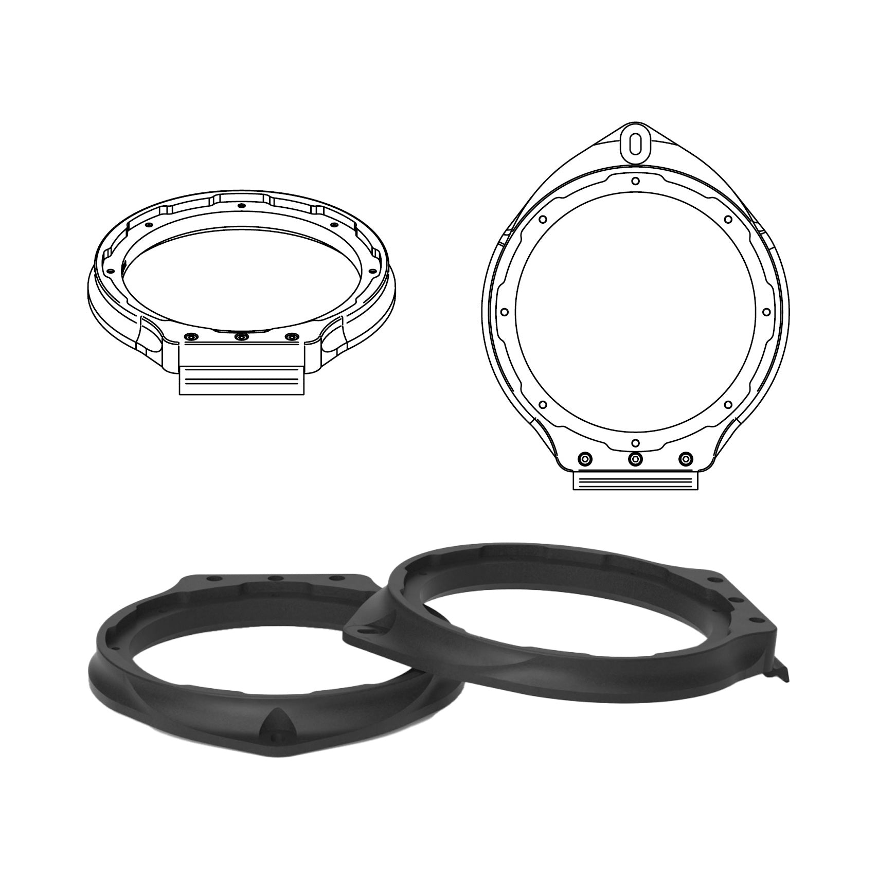 HELIX FlexMount CFMK165 - 6.5" 3D Printed Speaker Adapter | Pair