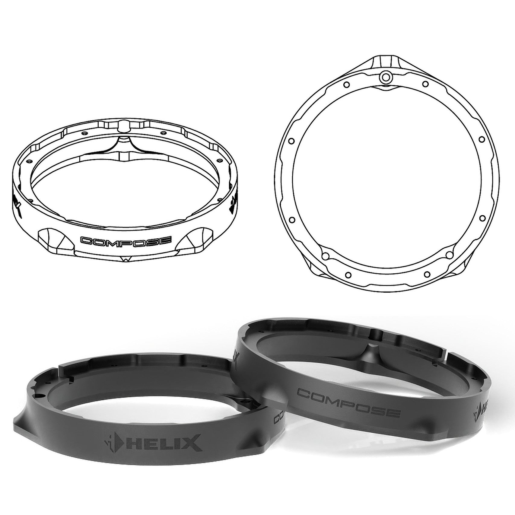 HELIX FlexMount CFMK165 - 6.5" 3D Printed Speaker Adapter | Pair