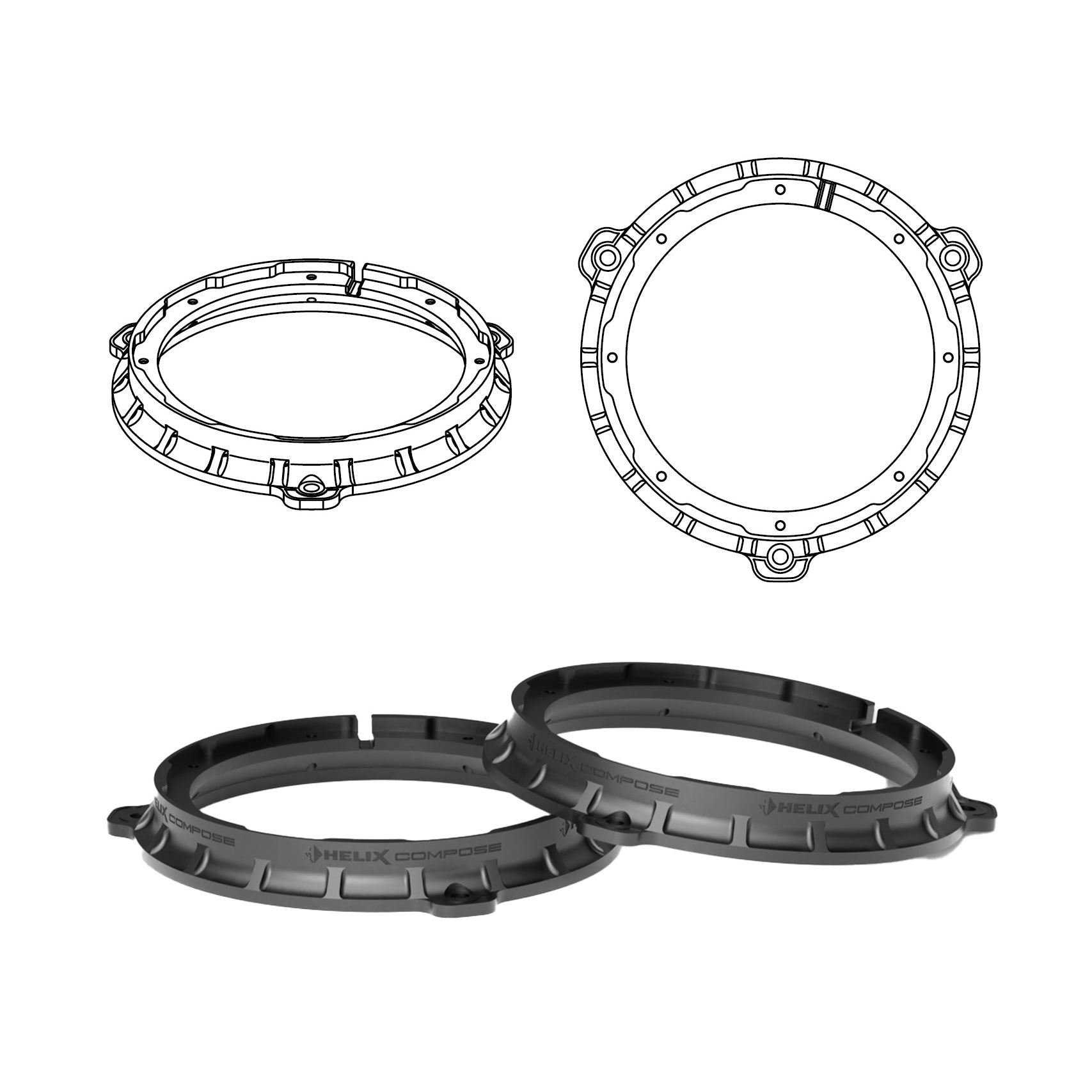 HELIX FlexMount CFMK165 - 6.5" 3D Printed Speaker Adapter | Pair
