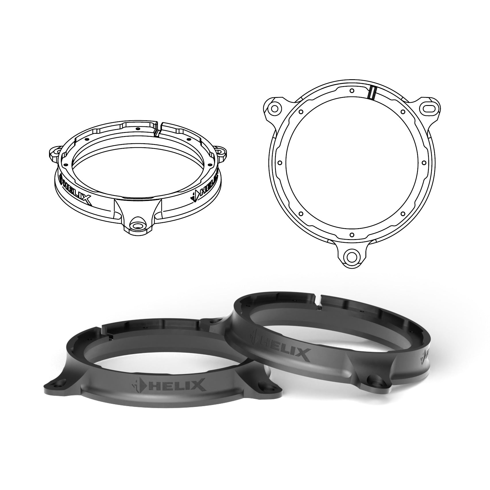 HELIX FlexMount CFMK165 - 6.5" 3D Printed Speaker Adapter | Pair