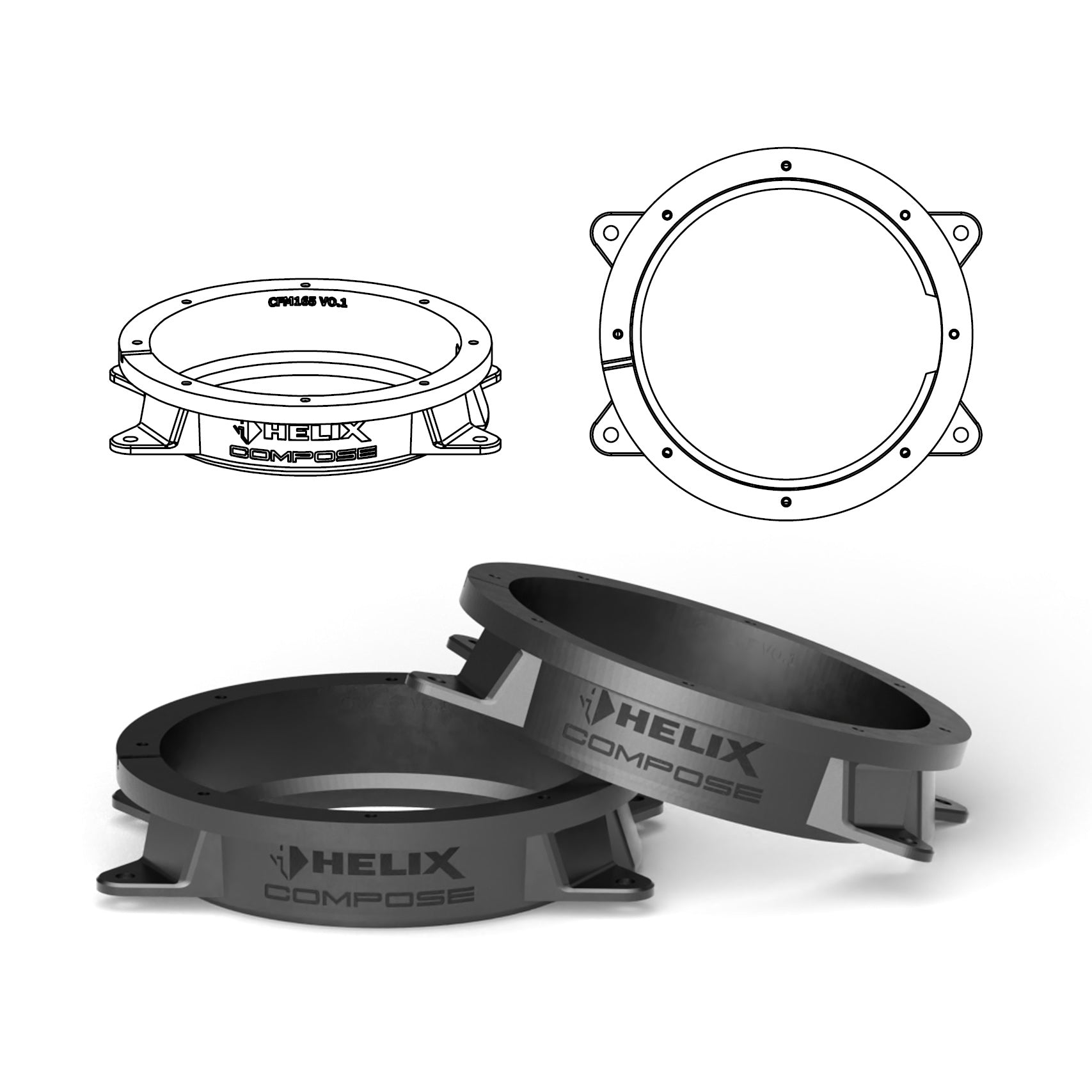 HELIX FlexMount CFMK165 - 6.5" 3D Printed Speaker Adapter | Pair