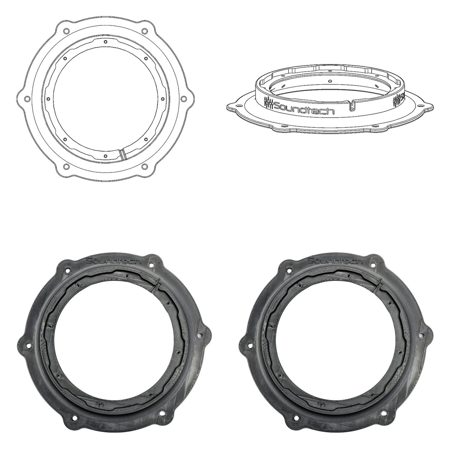 ST-3D FM 165 Porsche Macan Rear - 6.5" FlexMount Adapter to fit HELIX W165 (pair) | Macan BOSE 2024 (95B) rear door