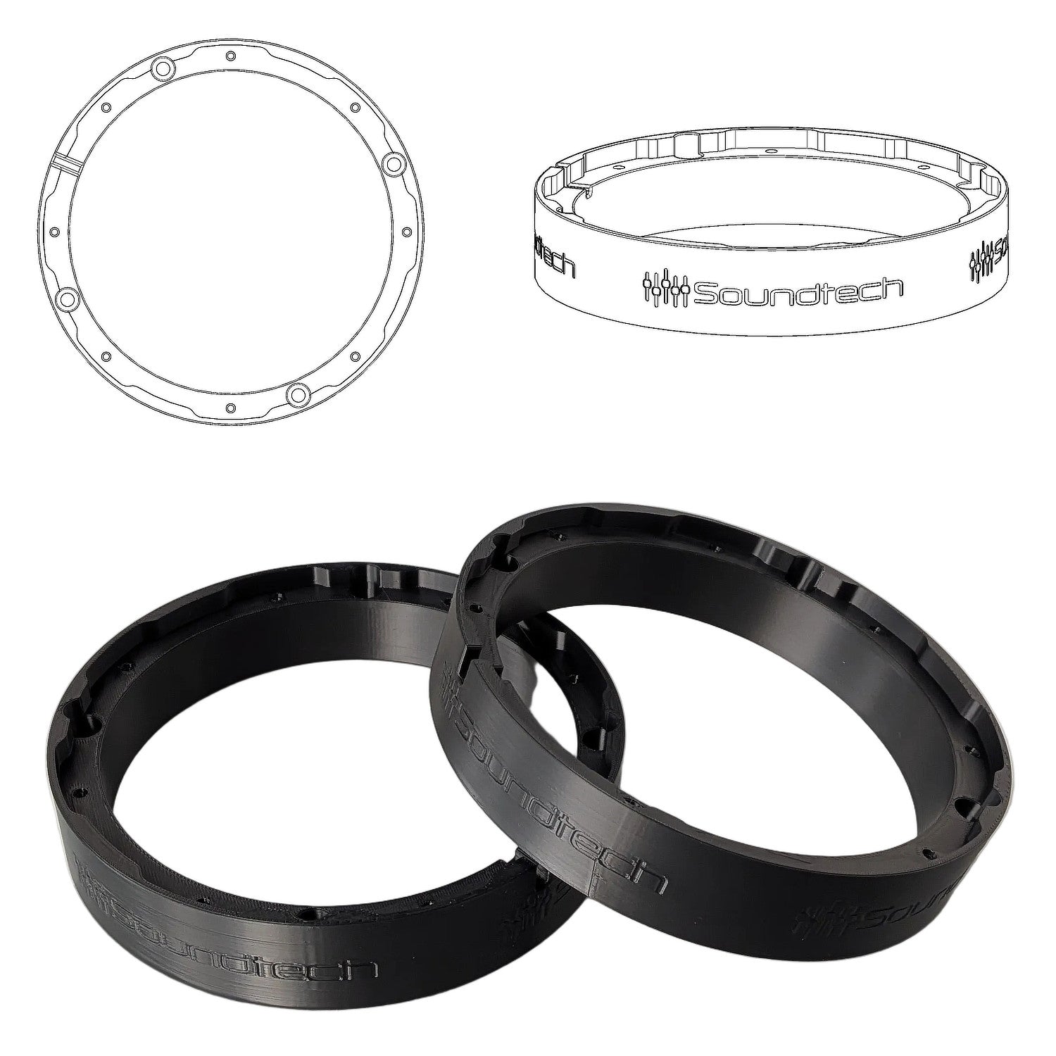 ST-3D SOUNDTECH FlexMount 165 - 6.5" 3D Printed Speaker Adapter | Pair