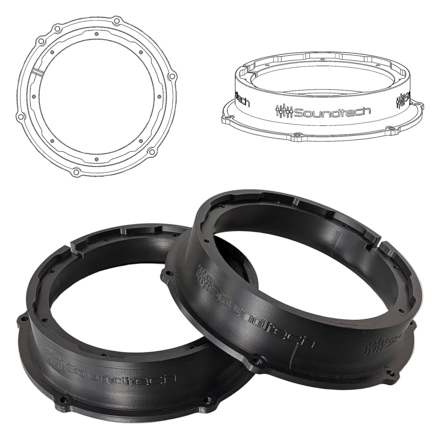 ST-3D SOUNDTECH FlexMount 165 - 6.5" 3D Printed Speaker Adapter | Pair