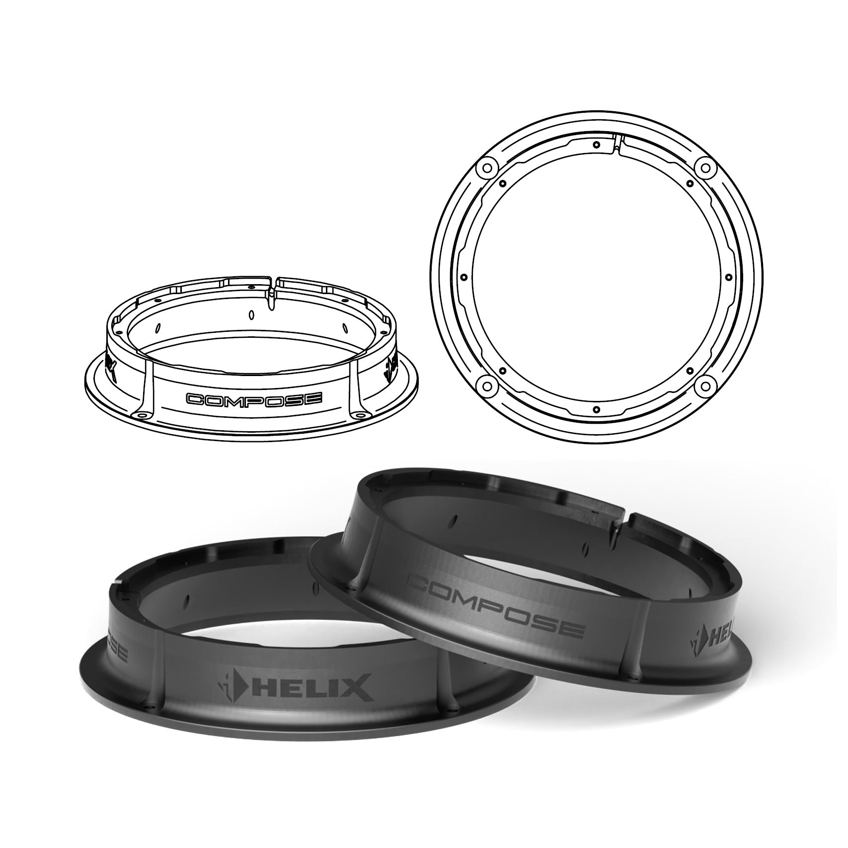 HELIX FlexMount CFMK200 - 8" 3D Printed Speaker Adapter | Pair