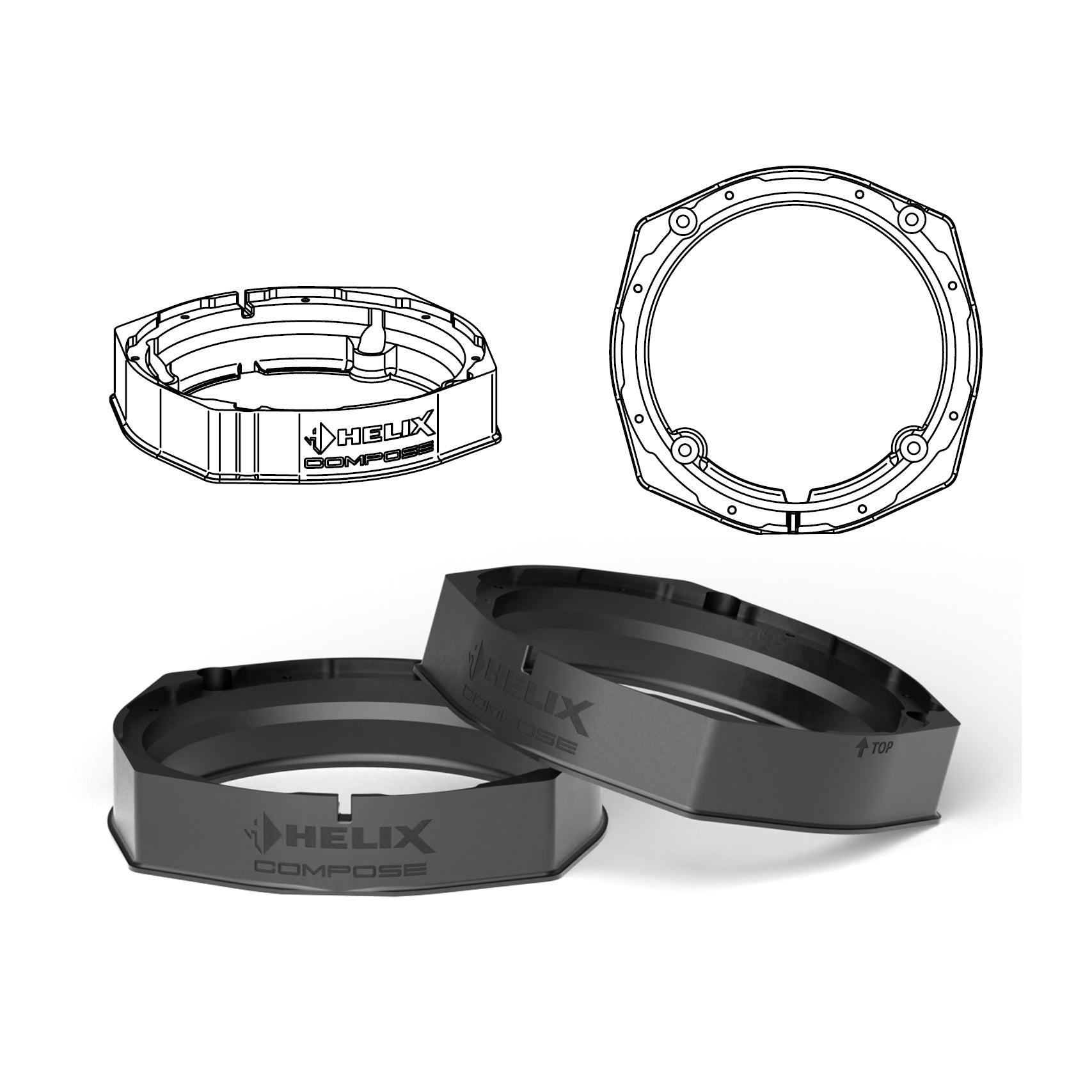 HELIX FlexMount CFMK200 - 8" 3D Printed Speaker Adapter | Pair