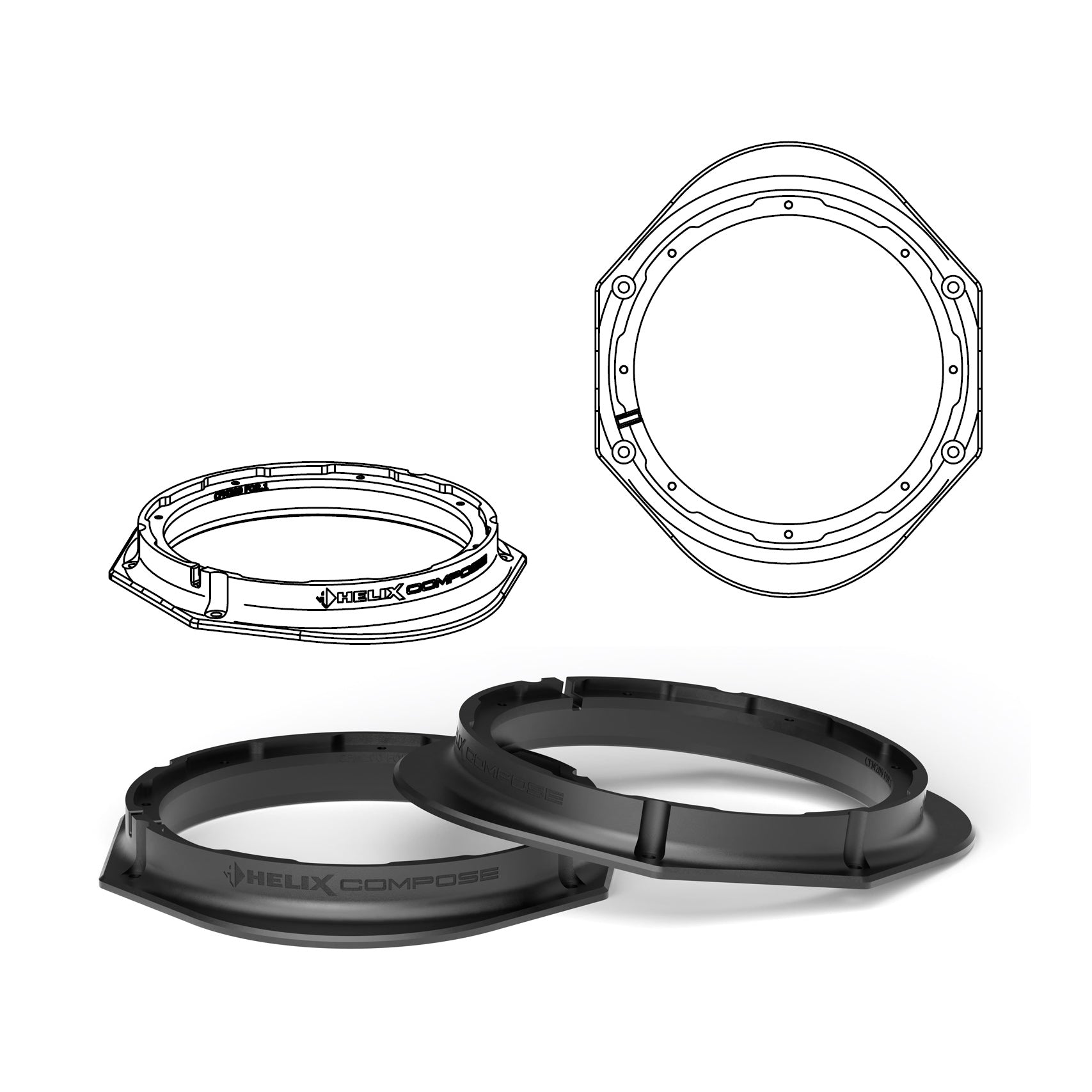 HELIX FlexMount CFMK200 - 8" 3D Printed Speaker Adapter | Pair
