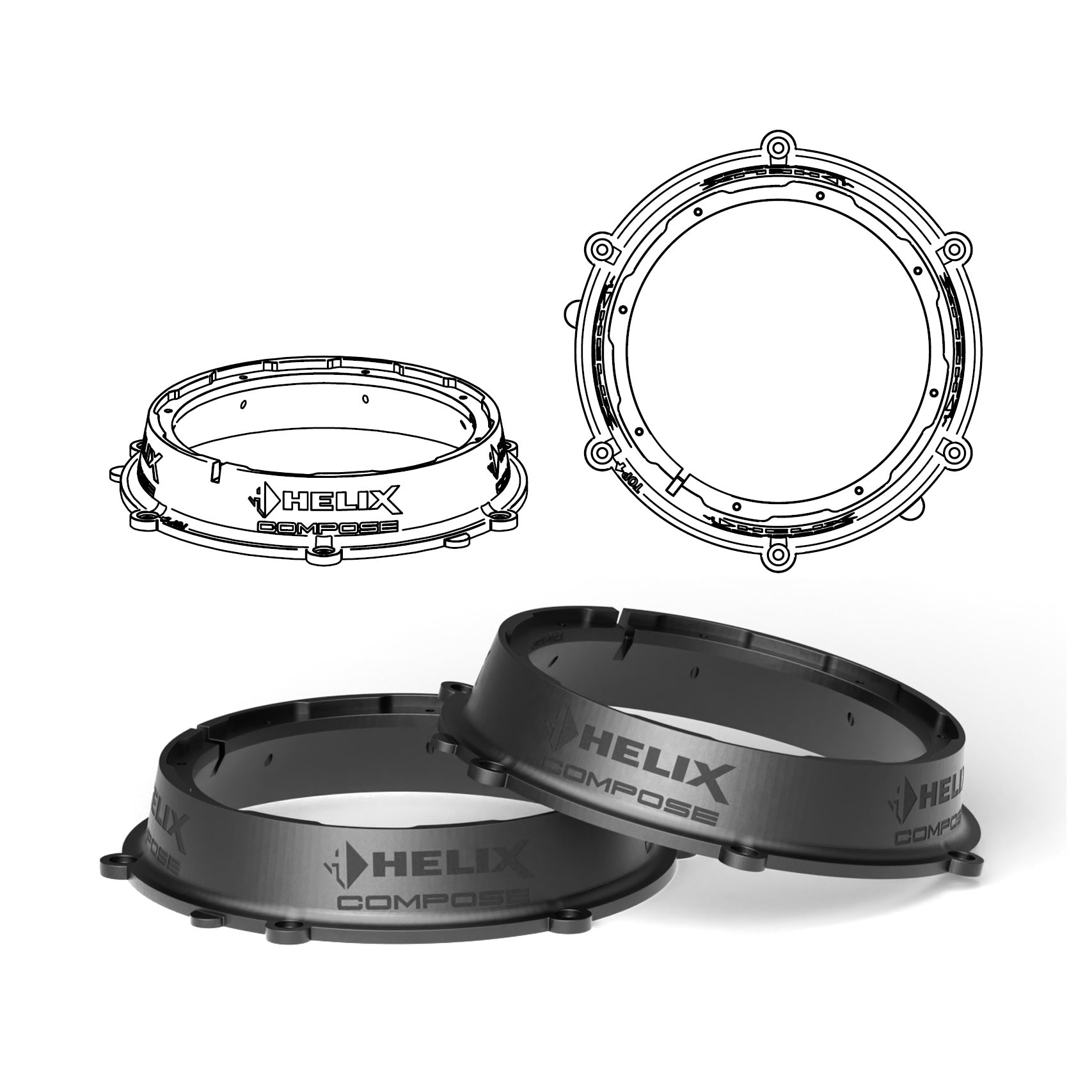 HELIX FlexMount CFMK200 - 8" 3D Printed Speaker Adapter | Pair