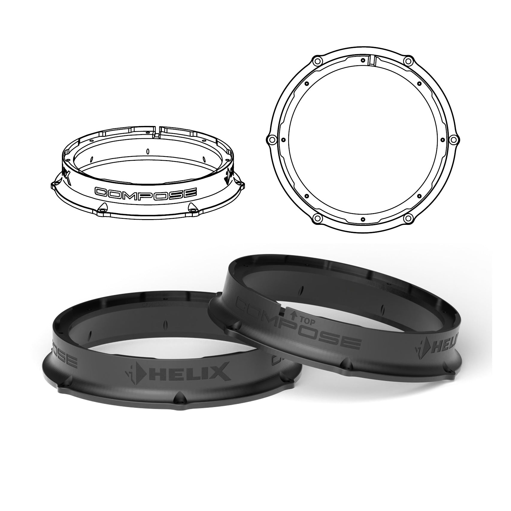 HELIX FlexMount CFMK200 - 8" 3D Printed Speaker Adapter | Pair