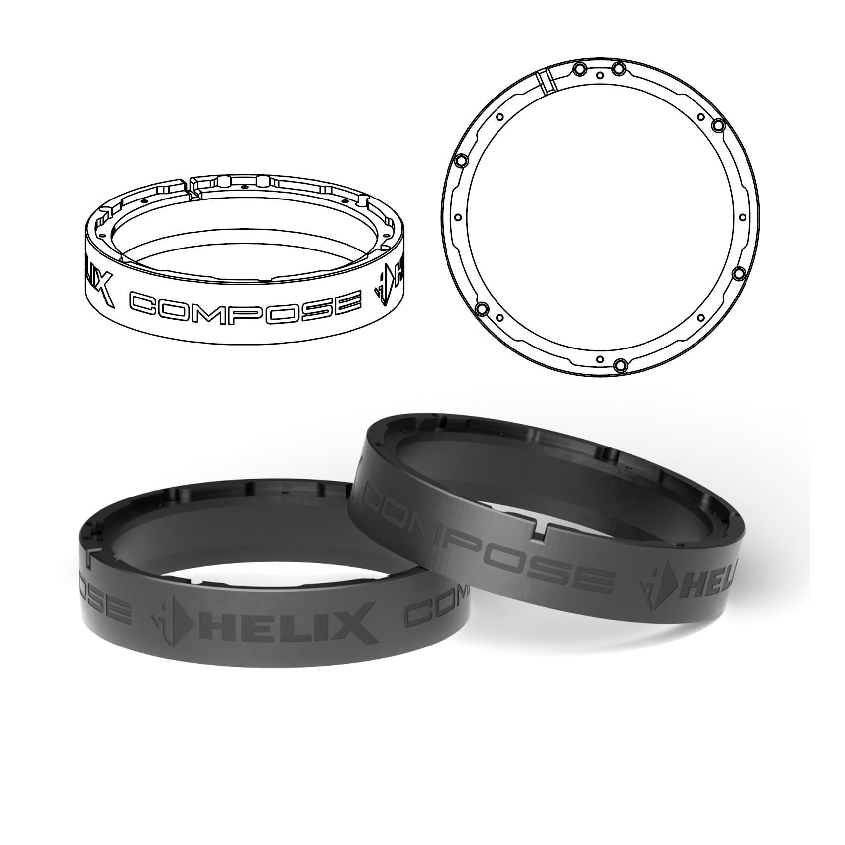 HELIX FlexMount CFMK200 - 8" 3D Printed Speaker Adapter | Pair