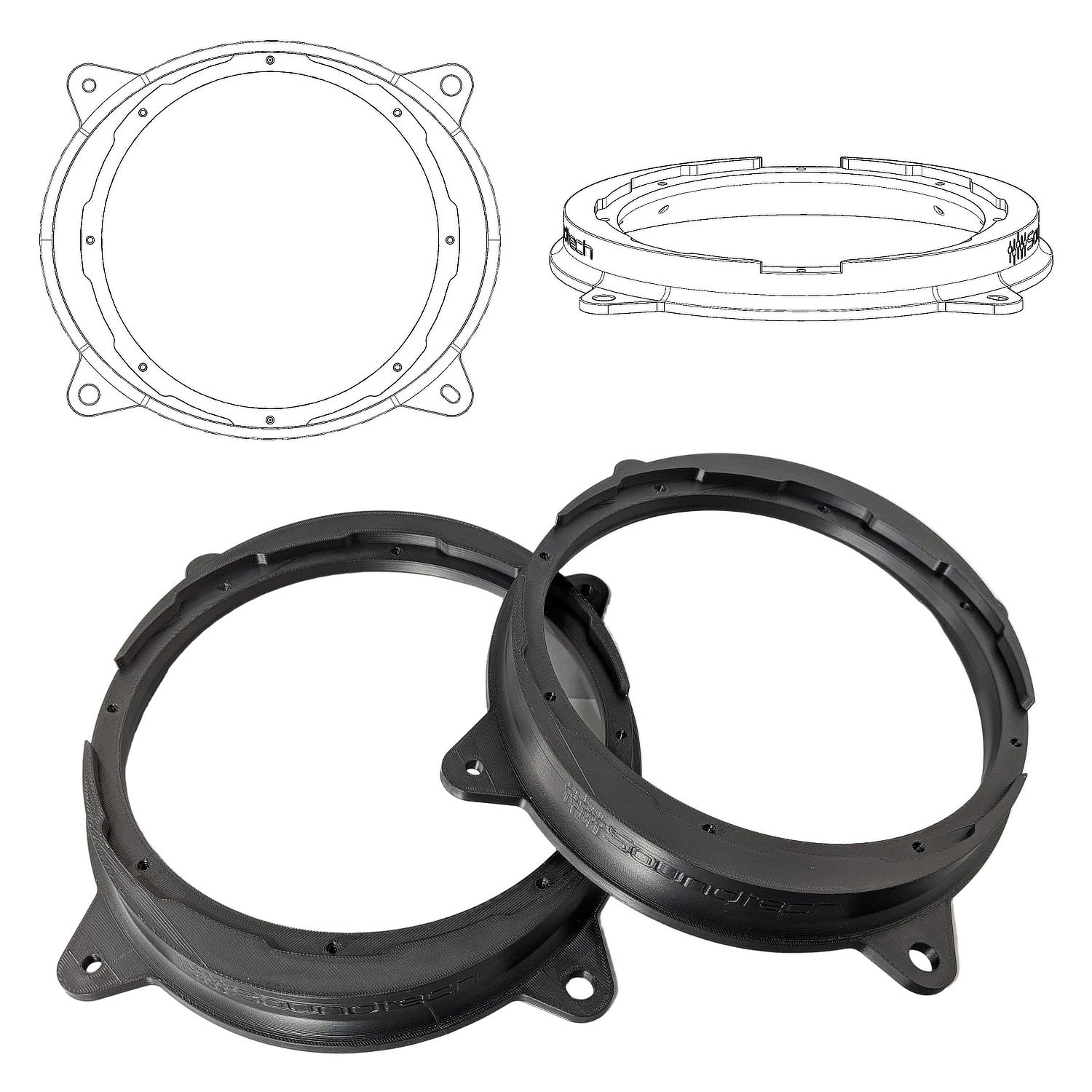 ST-3D SOUNDTECH FlexMount 200 - 8" 3D Printed Speaker Adapter | Pair