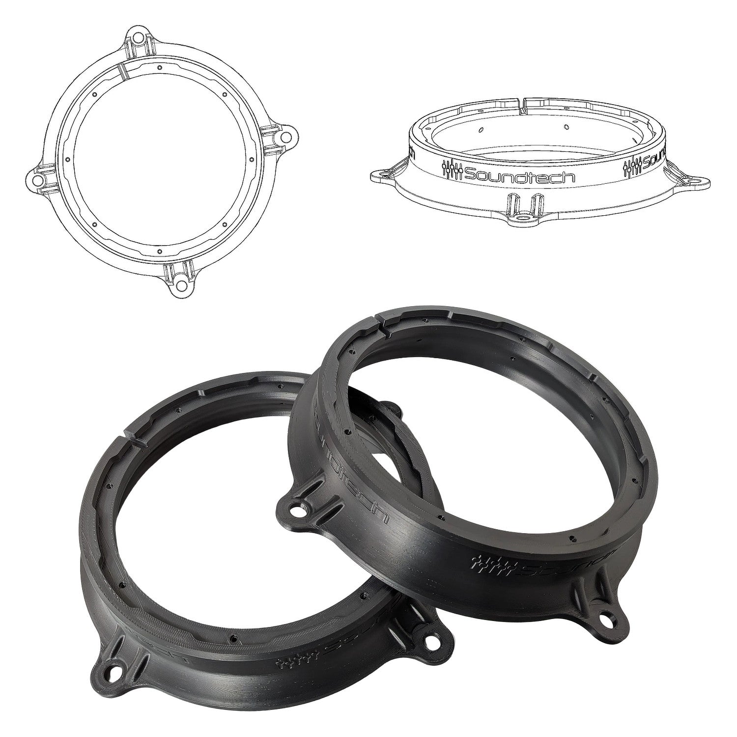 ST-3D SOUNDTECH FlexMount 200 - 8" 3D Printed Speaker Adapter | Pair