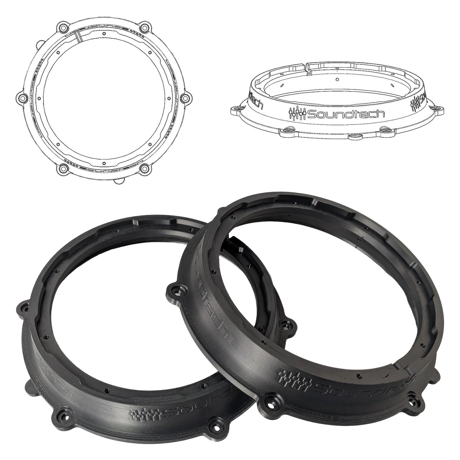 ST-3D SOUNDTECH FlexMount 200 - 8" 3D Printed Speaker Adapter | Pair
