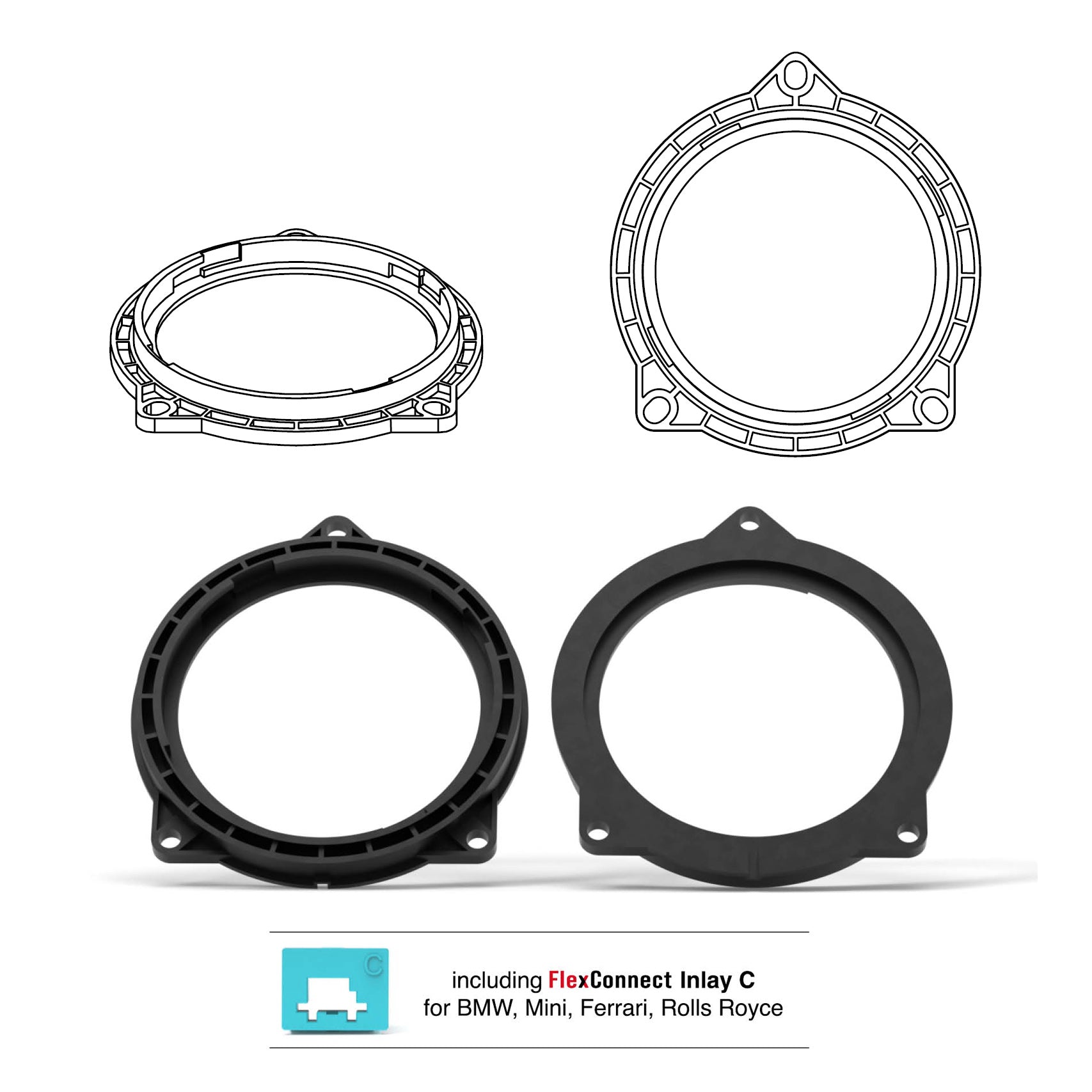 HELIX FlexMount CFMK100 - 4" 3D Printed Speaker Adapter | Pair