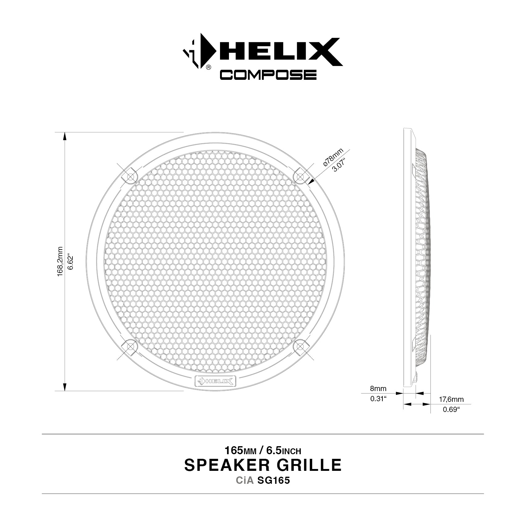 HELIX CiA SG165 Grille Set - 6.5" Grilles for Helix Compose Speakers