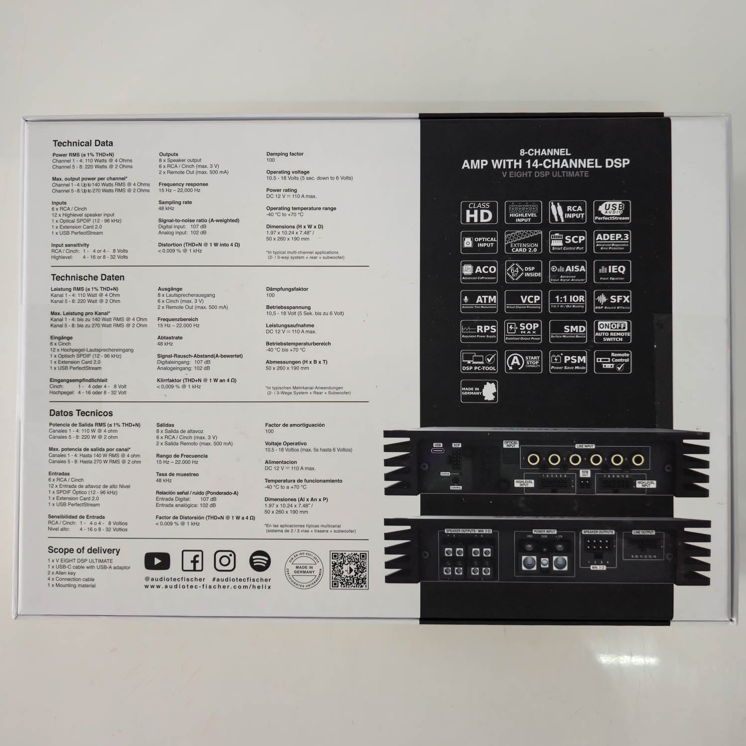 HELIX NEXT V EIGHT DSP ULTIMATE - 8 Channel Amplifier 12-High Level Inputs | 14ch DSP