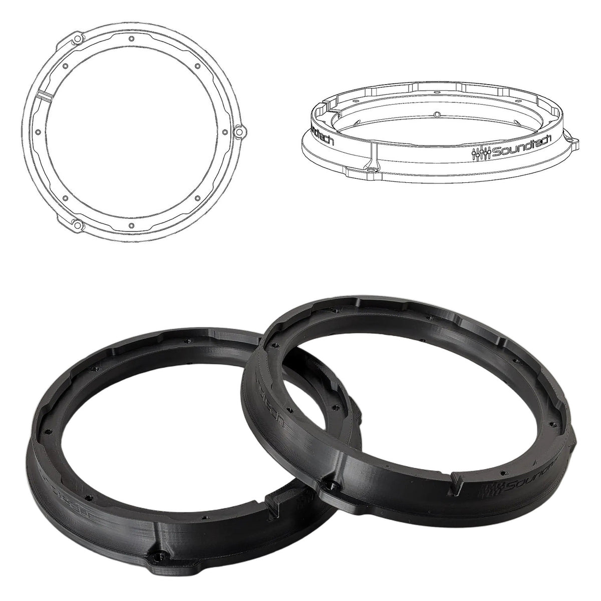 3D-ST SOUNDTECH FlexMount 165 - 6.5" 3D Printed Speaker Adapter | Pair
