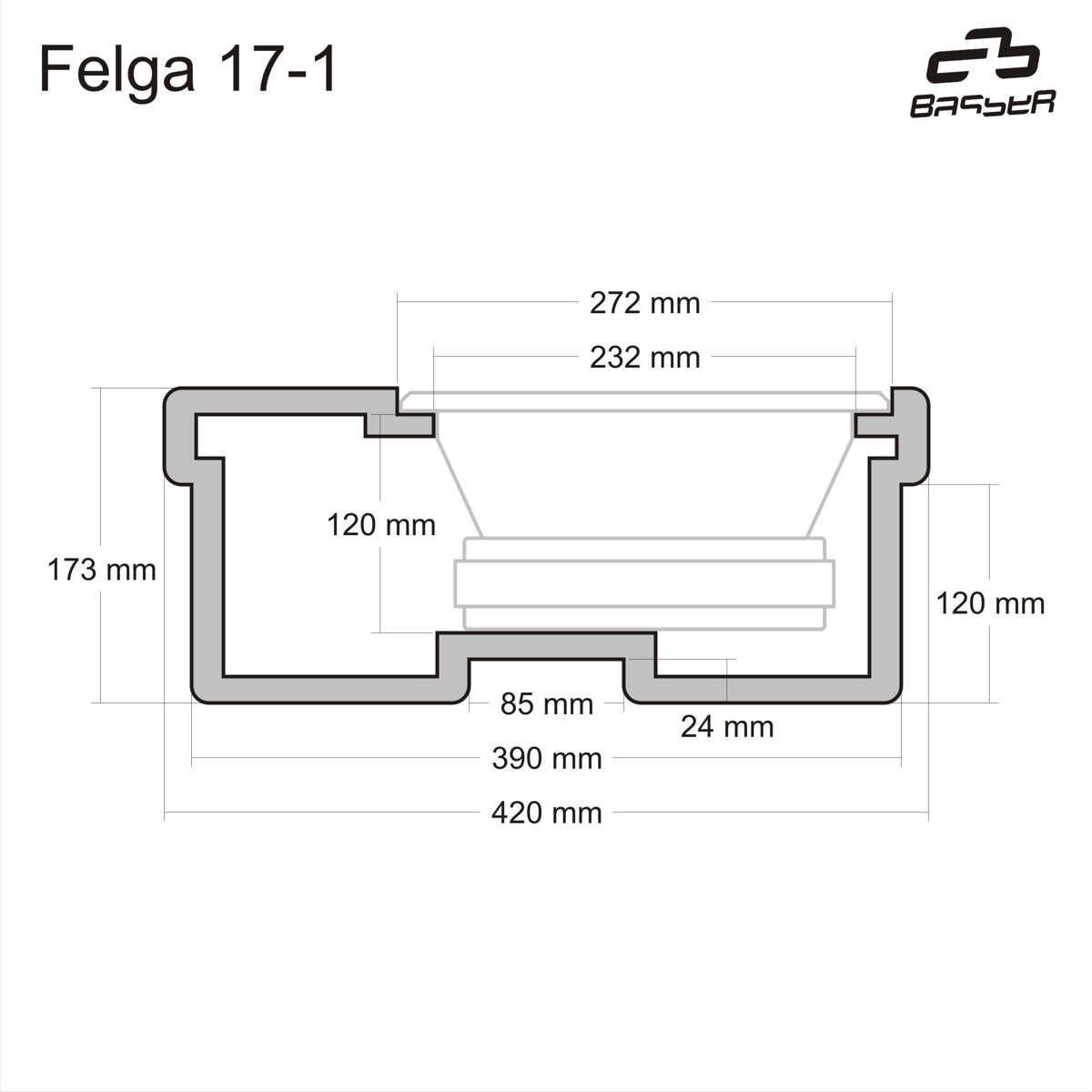 BASSER Spare Tyre 17" - 10" Fit-Box Boot Subwoofer Enclosure 15L